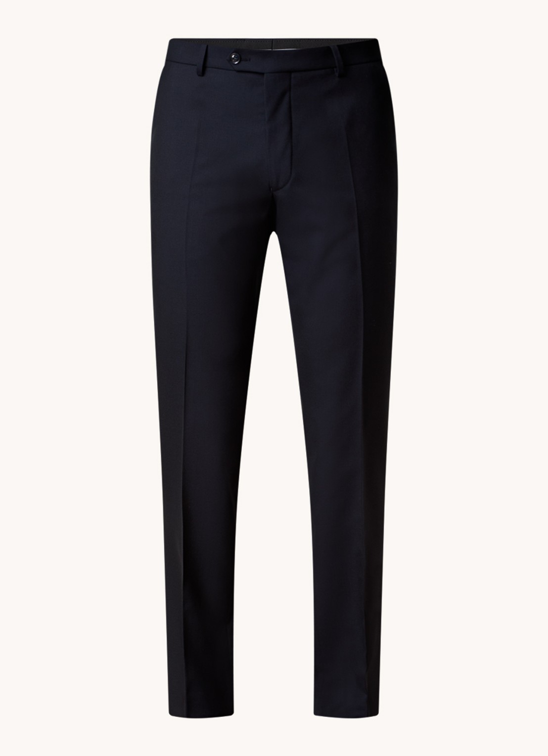 Oscar Jacobson Denz slim fit pantalon van wol met steekzakken - voorkant 6 donkerblauw