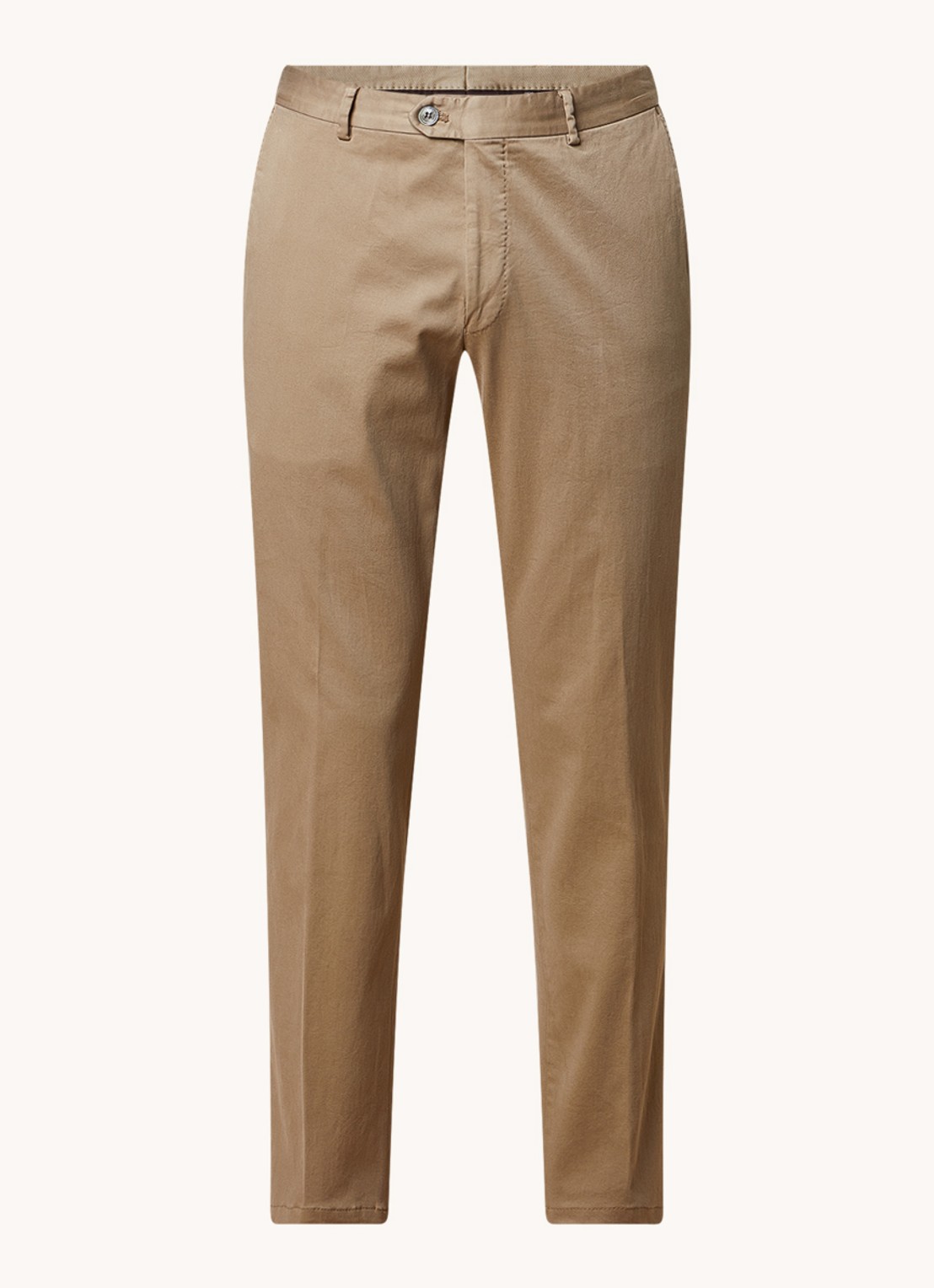 Oscar Jacobson Denz tapered fit chino met steekzakken - voorkant 6 camel