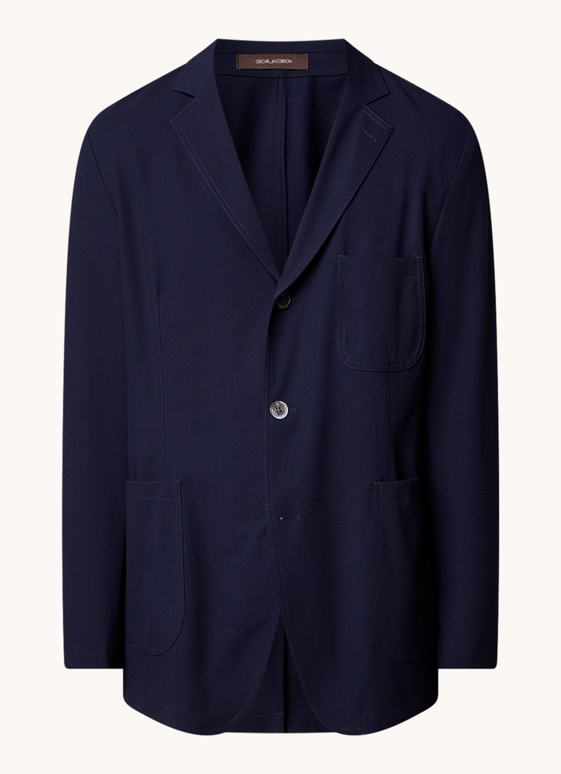 Oscar Jacobson Faber regular fit colbert met opgestikte zakken  - voorkant 6 donkerblauw