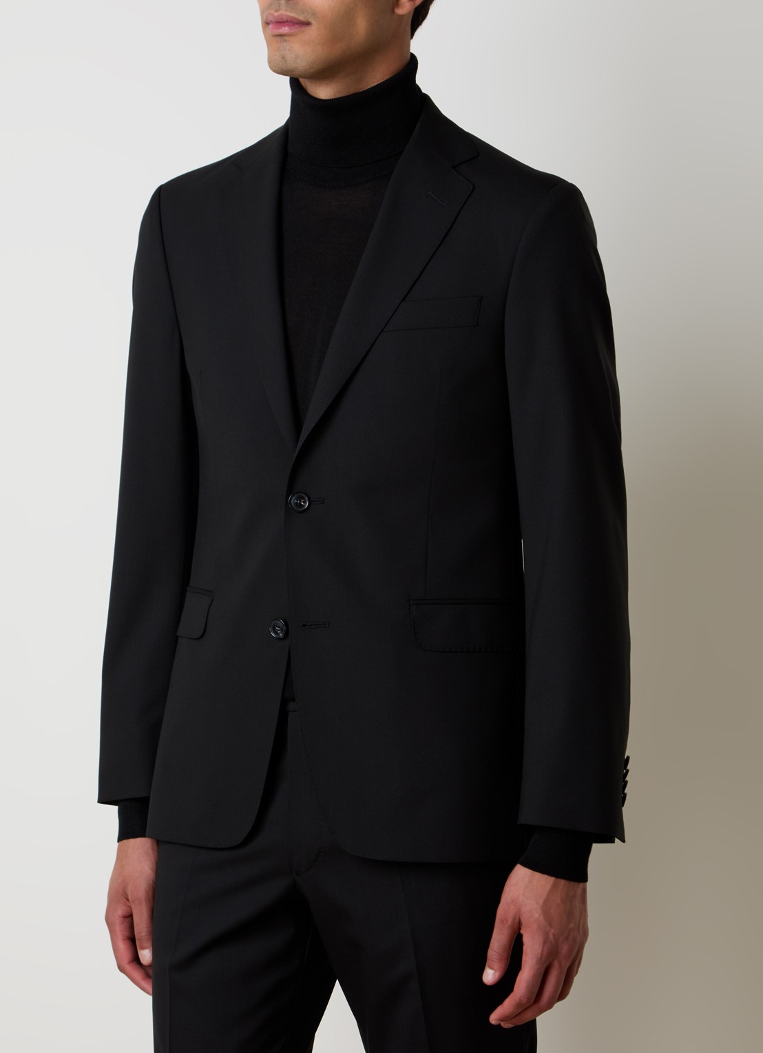 Oscar Jacobson Falk regular fit colbert van wol met klepzakken - detail 2 zwart