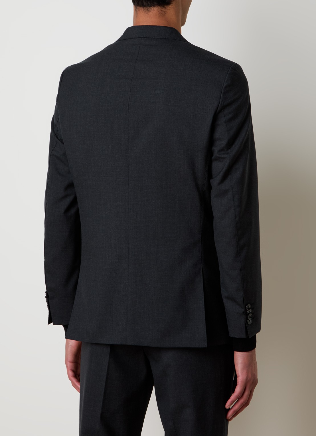 Oscar Jacobson Falk regular fit colbert van wol met klepzakken - achterkant donkergrijs