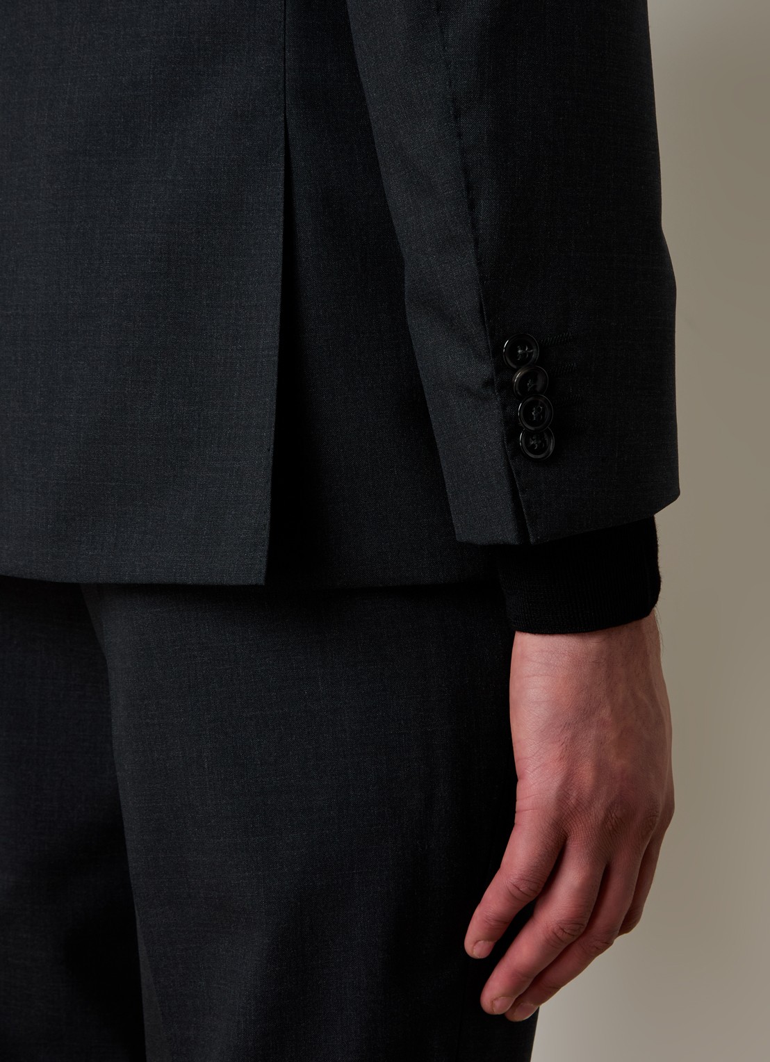 Oscar Jacobson Falk regular fit colbert van wol met klepzakken - detail 4 donkergrijs