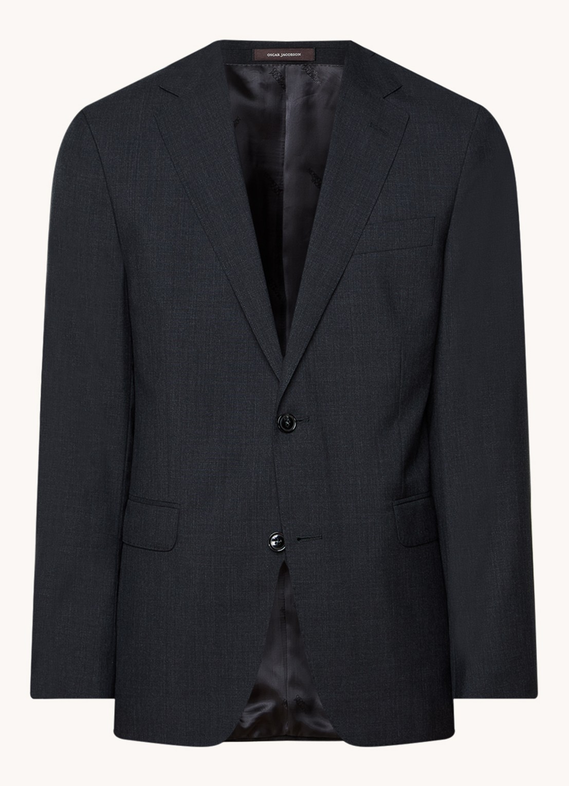 Oscar Jacobson Falk regular fit colbert van wol met klepzakken - voorkant 7 donkergrijs