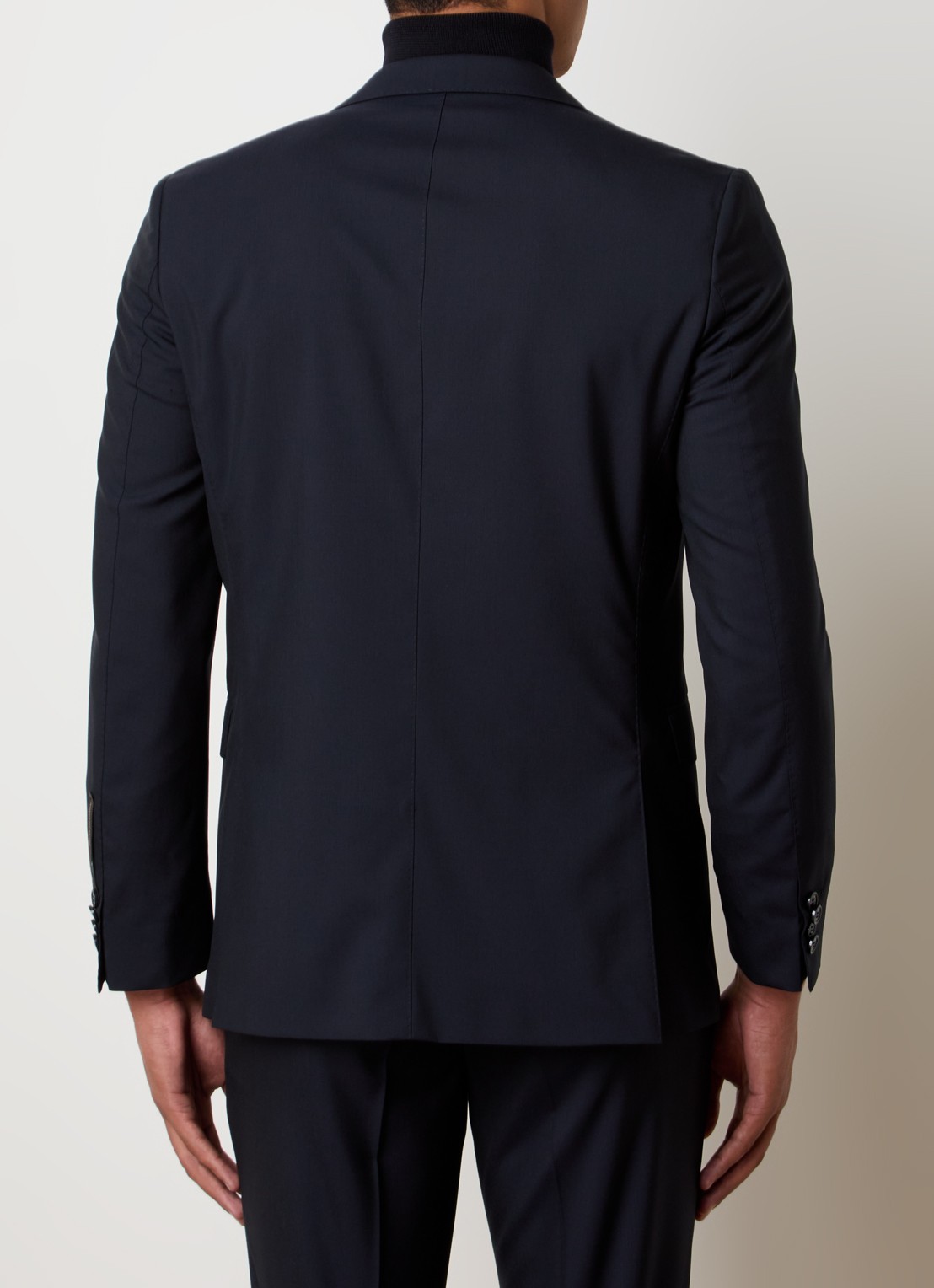 Oscar Jacobson Falk regular fit colbert van wol met klepzakken - achterkant 8 donkerblauw