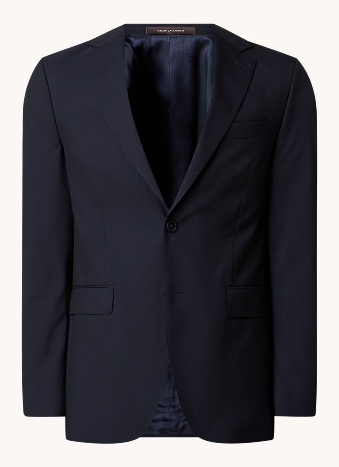 Oscar Jacobson Falk regular fit colbert van wol met klepzakken - voorkant 6 donkerblauw