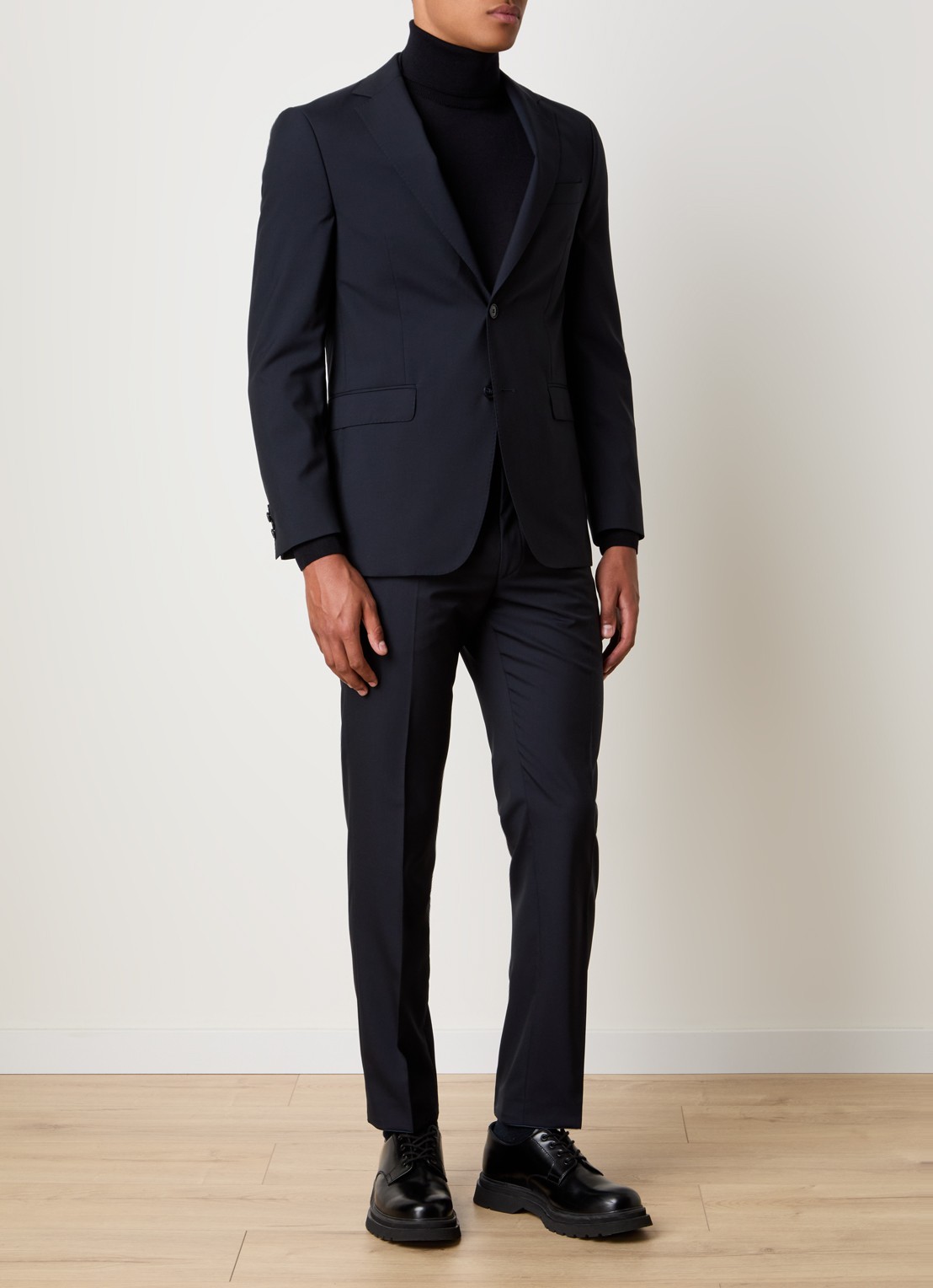 Oscar Jacobson Falk regular fit colbert van wol met klepzakken - voorkant 7 donkerblauw