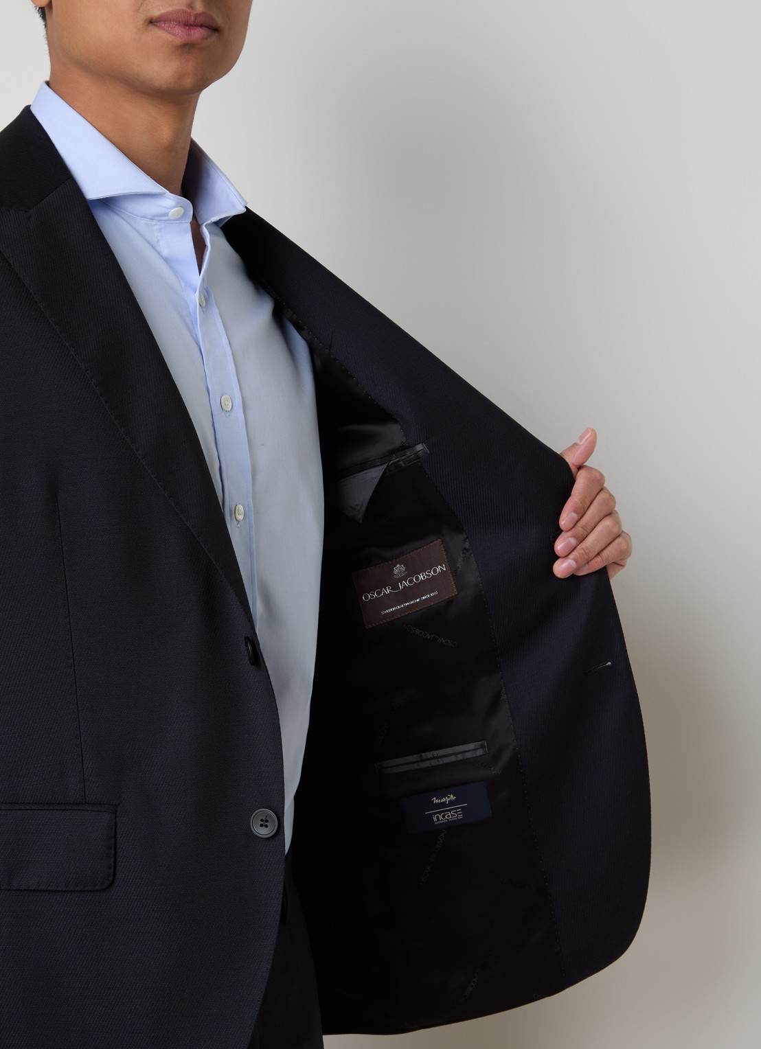 Oscar Jacobson Faron regular fit colbert van wol met klepzakken - detail 3 donkerblauw