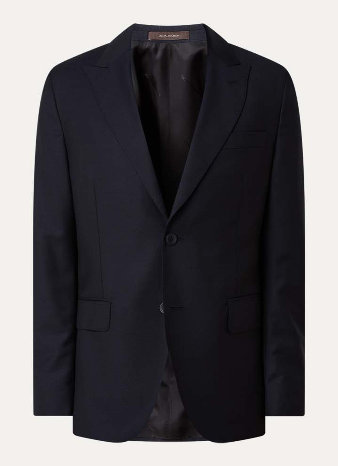 Oscar Jacobson Faron regular fit colbert van wol met klepzakken - voorkant 7 donkerblauw