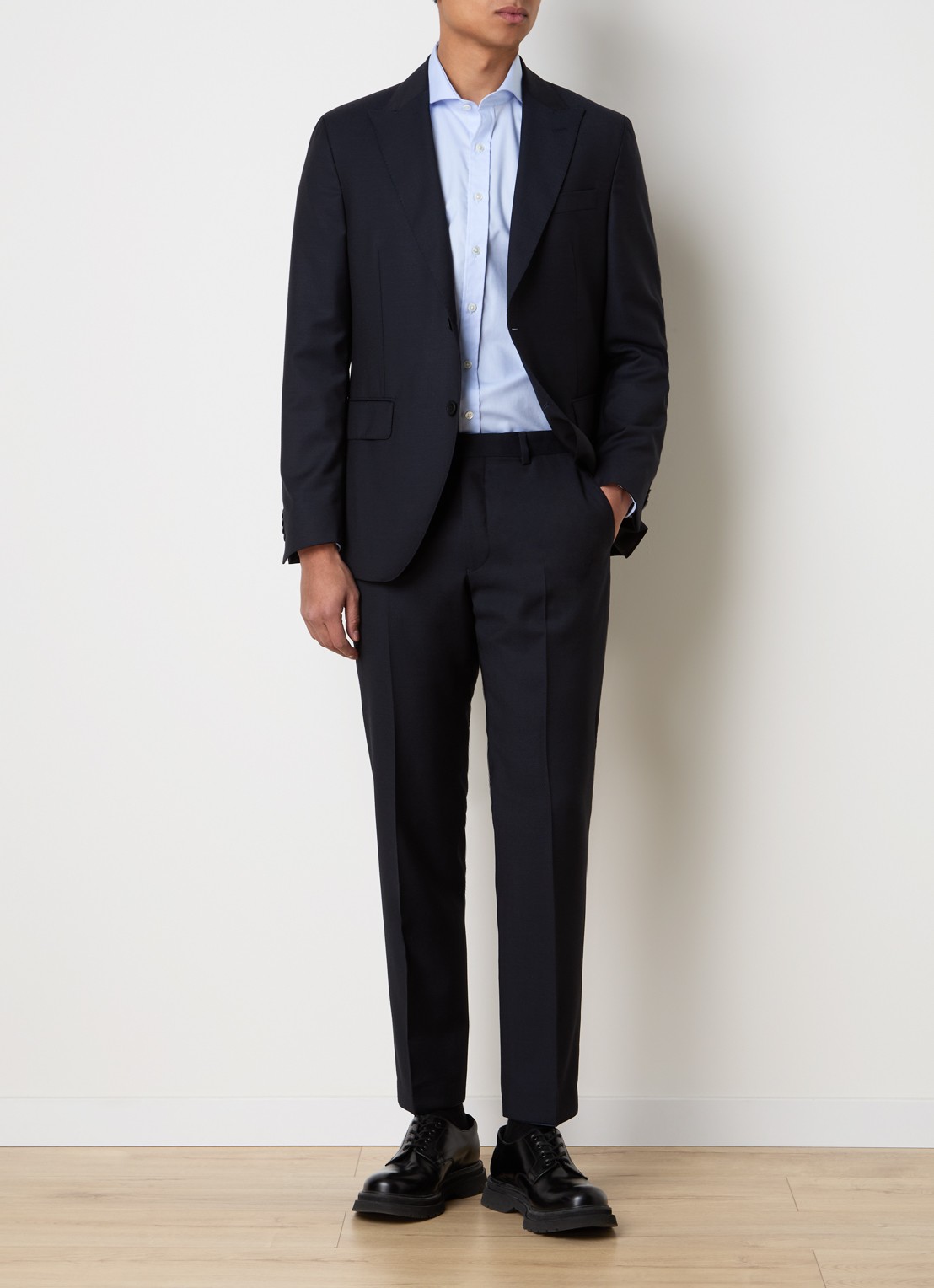 Oscar Jacobson Faron regular fit colbert van wol met klepzakken - voorkant 8 donkerblauw