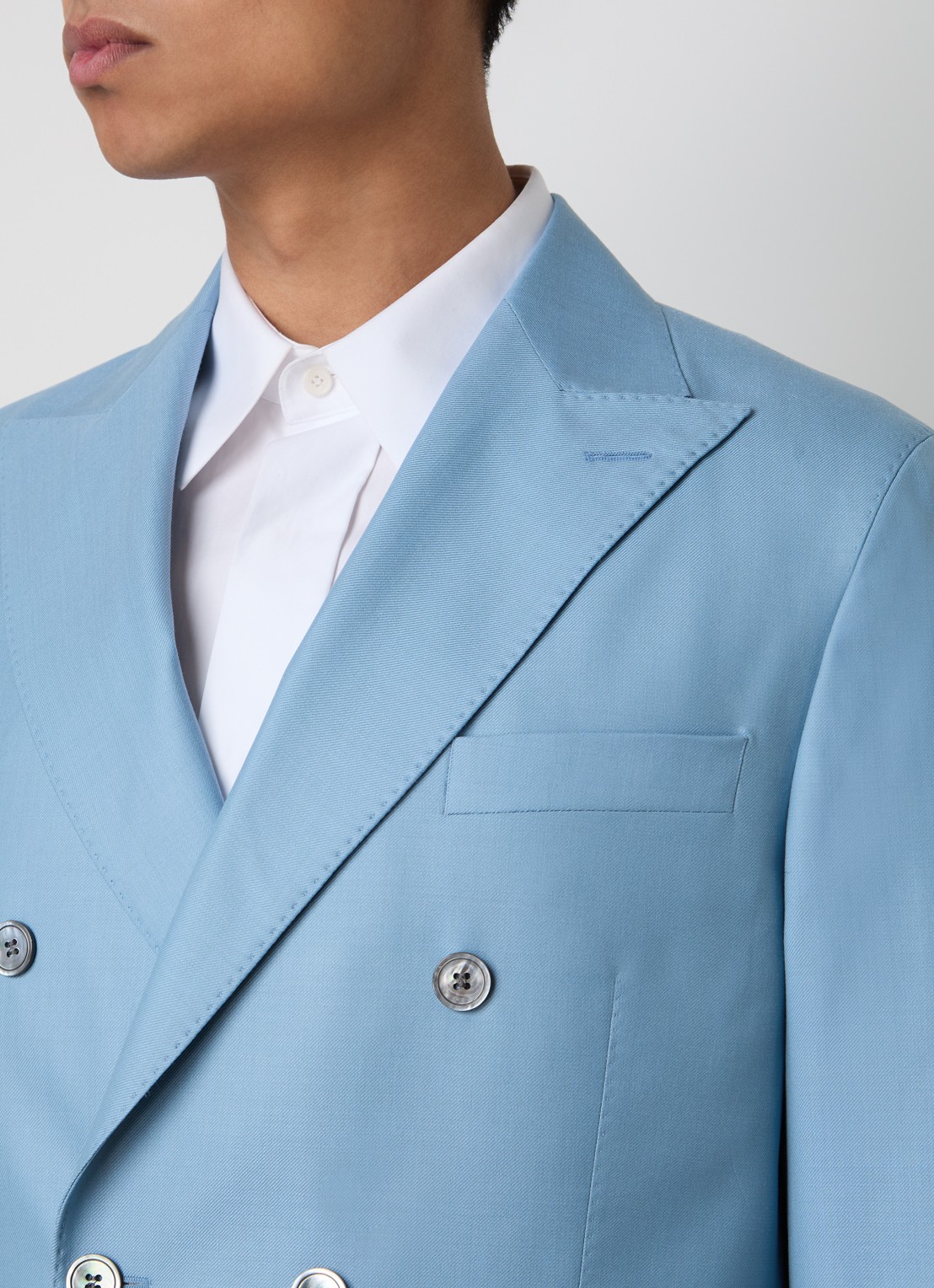 Oscar Jacobson Farris regular fit double-breasted colbert van wol met klepzakken - detail 7 lichtblauw