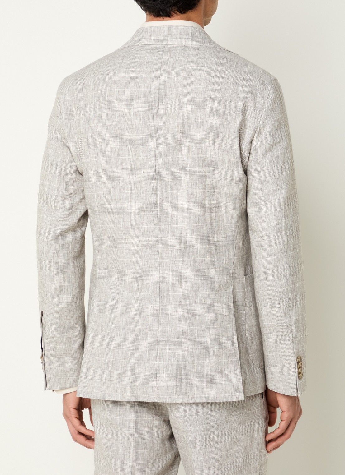 Oscar Jacobson Ferry colbert met ruitdessin en opgestikte zakken  - achterkant beige