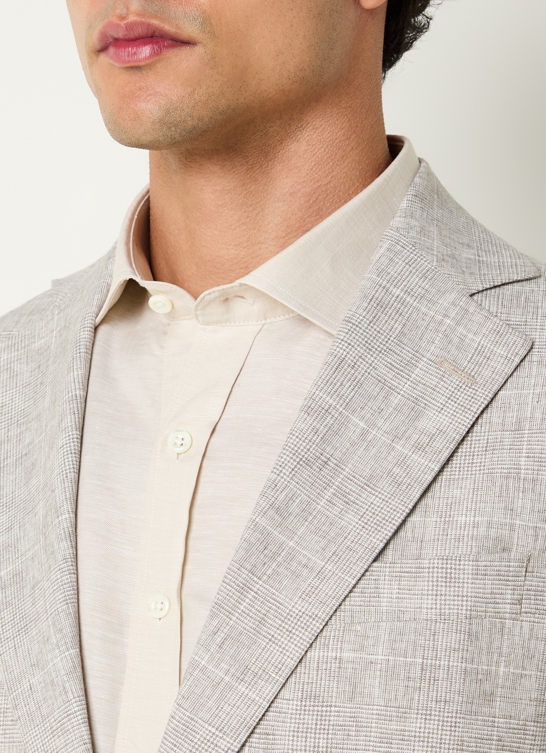 Oscar Jacobson Ferry colbert met ruitdessin en opgestikte zakken  - detail 5 beige