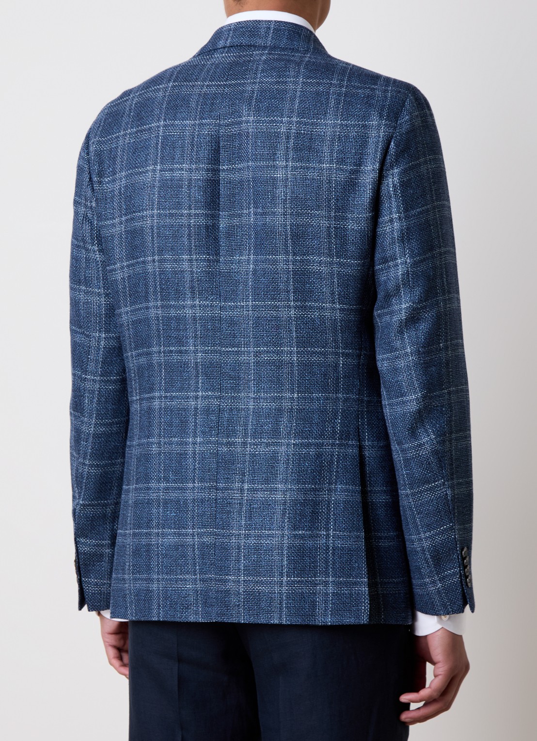 Oscar Jacobson Fogerty regular fit colbert in wolblend met klepzakken  - achterkant 8 indigo