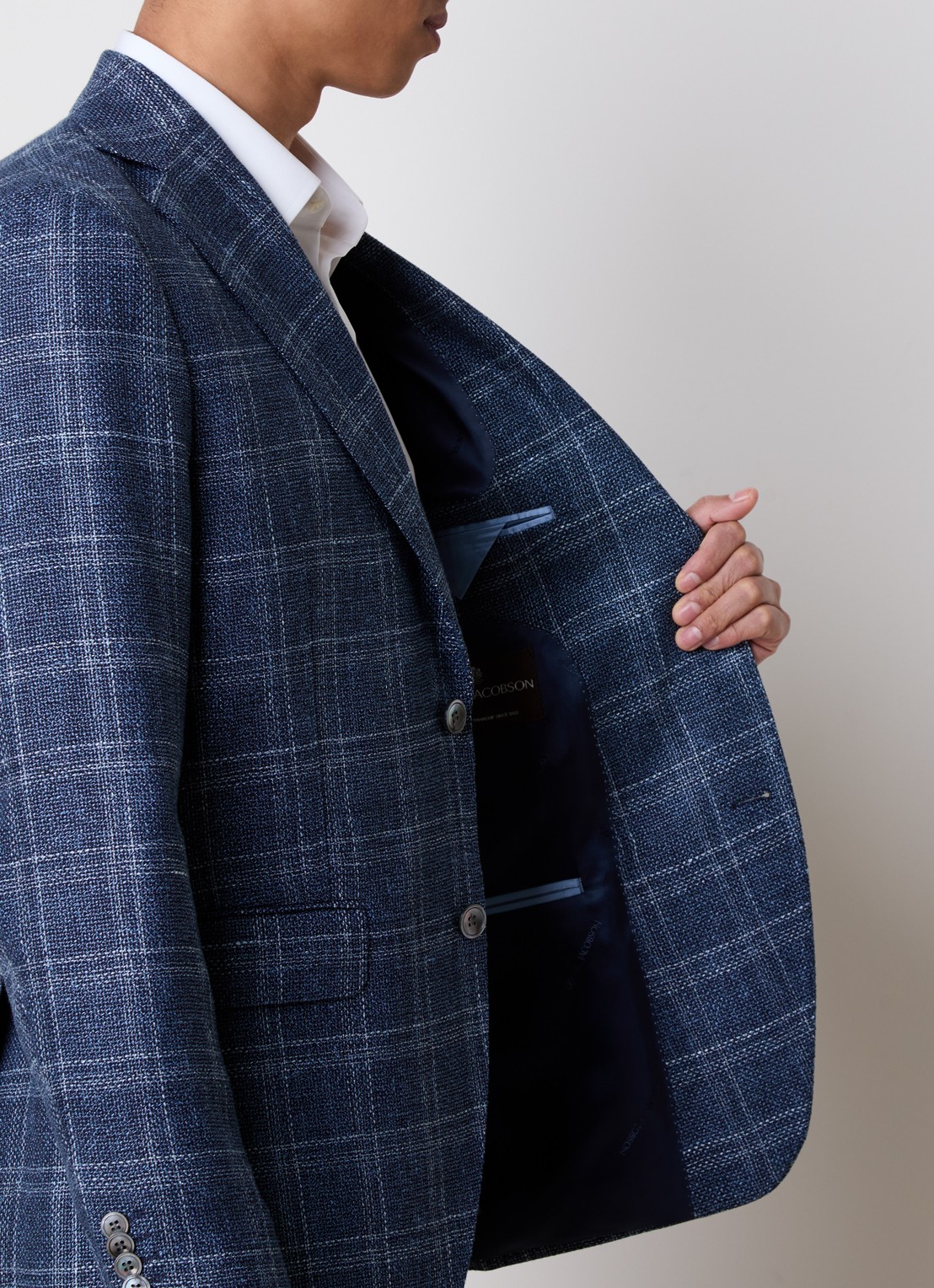 Oscar Jacobson Fogerty regular fit colbert in wolblend met klepzakken  - detail 2 indigo