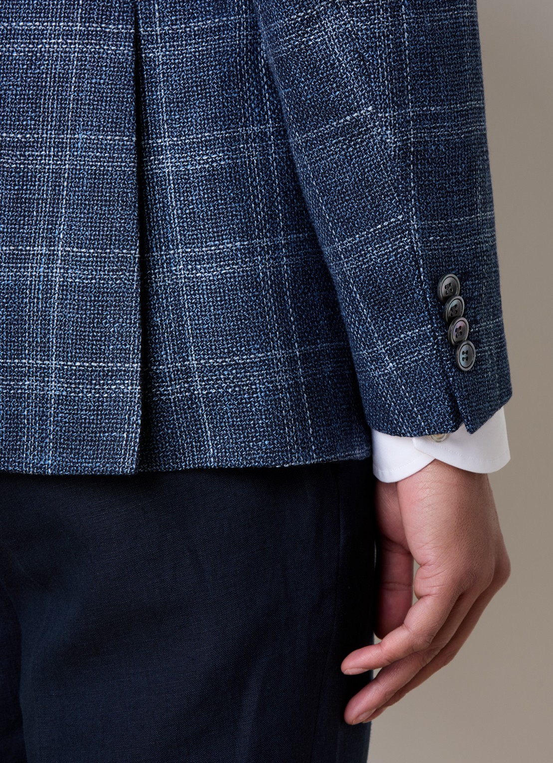 Oscar Jacobson Fogerty regular fit colbert in wolblend met klepzakken  - detail 3 indigo
