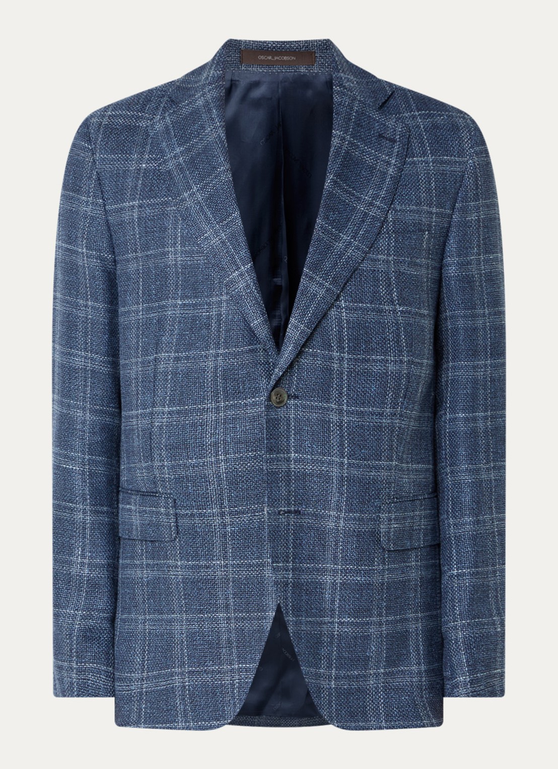 Oscar Jacobson Fogerty regular fit colbert in wolblend met klepzakken  - voorkant 6 indigo