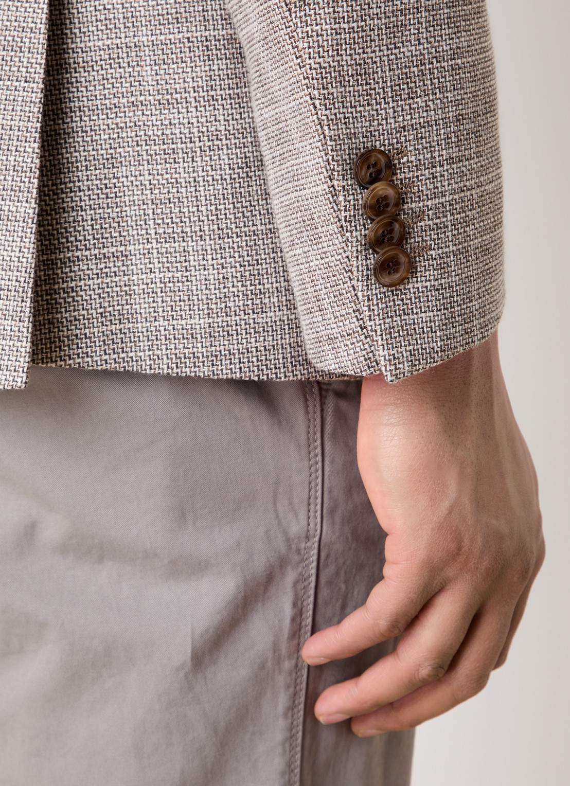 Oscar Jacobson Fogerty regular fit colbert met klepzakken - detail 6 donkerbeige