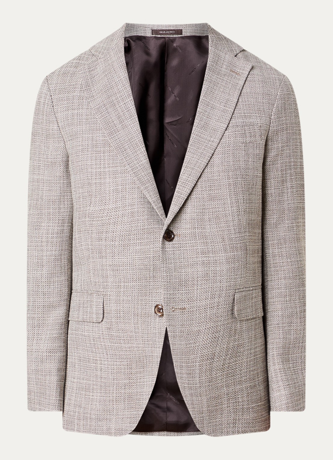 Oscar Jacobson Fogerty regular fit colbert met klepzakken - voorkant 2 donkerbeige