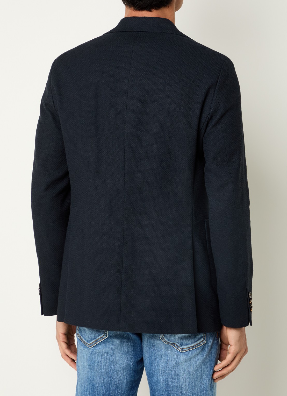 Oscar Jacobson Fogerty regular fit colbert met klepzakken - achterkant donkerblauw