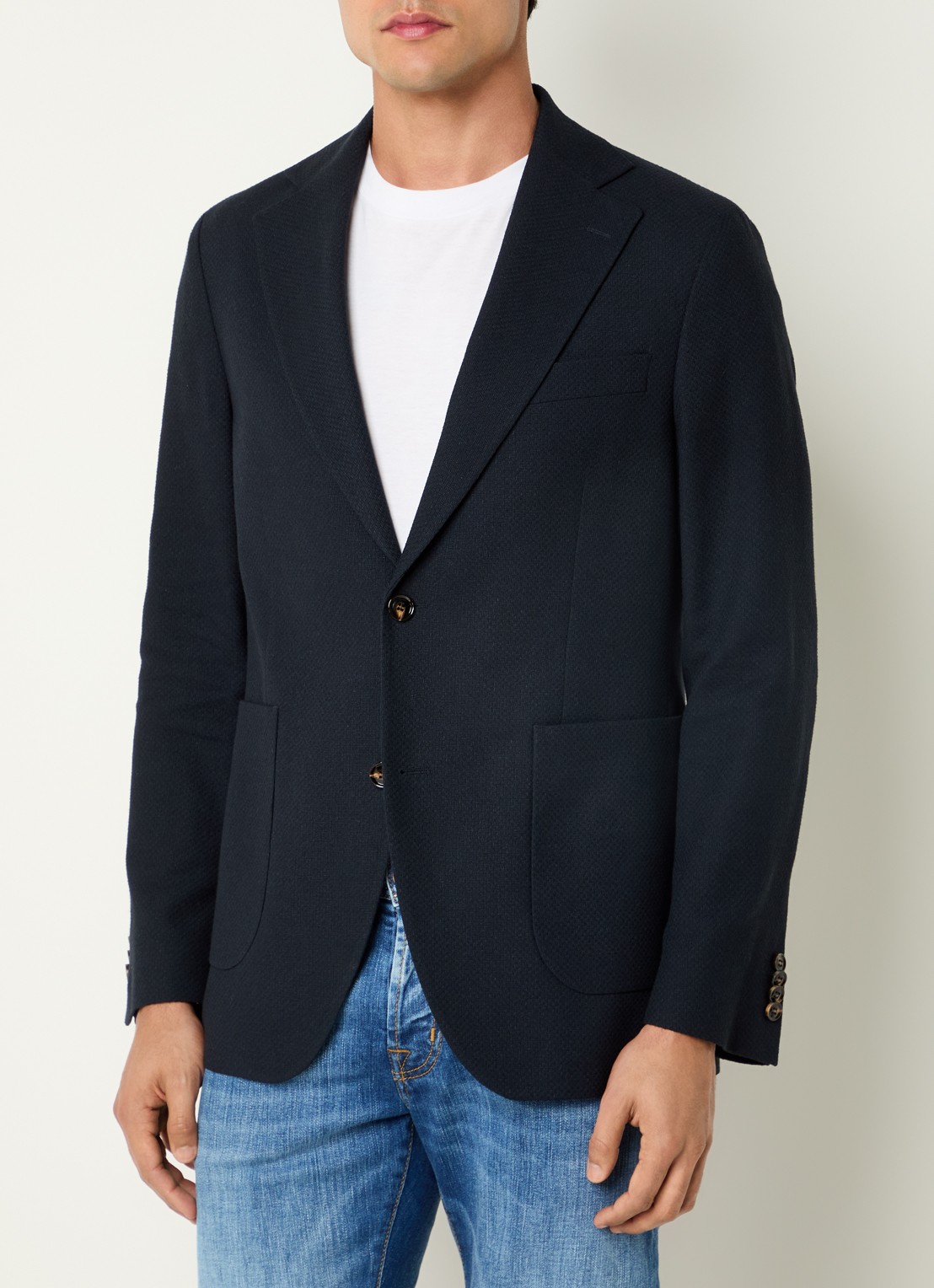 Oscar Jacobson Fogerty regular fit colbert met klepzakken - detail 2 donkerblauw