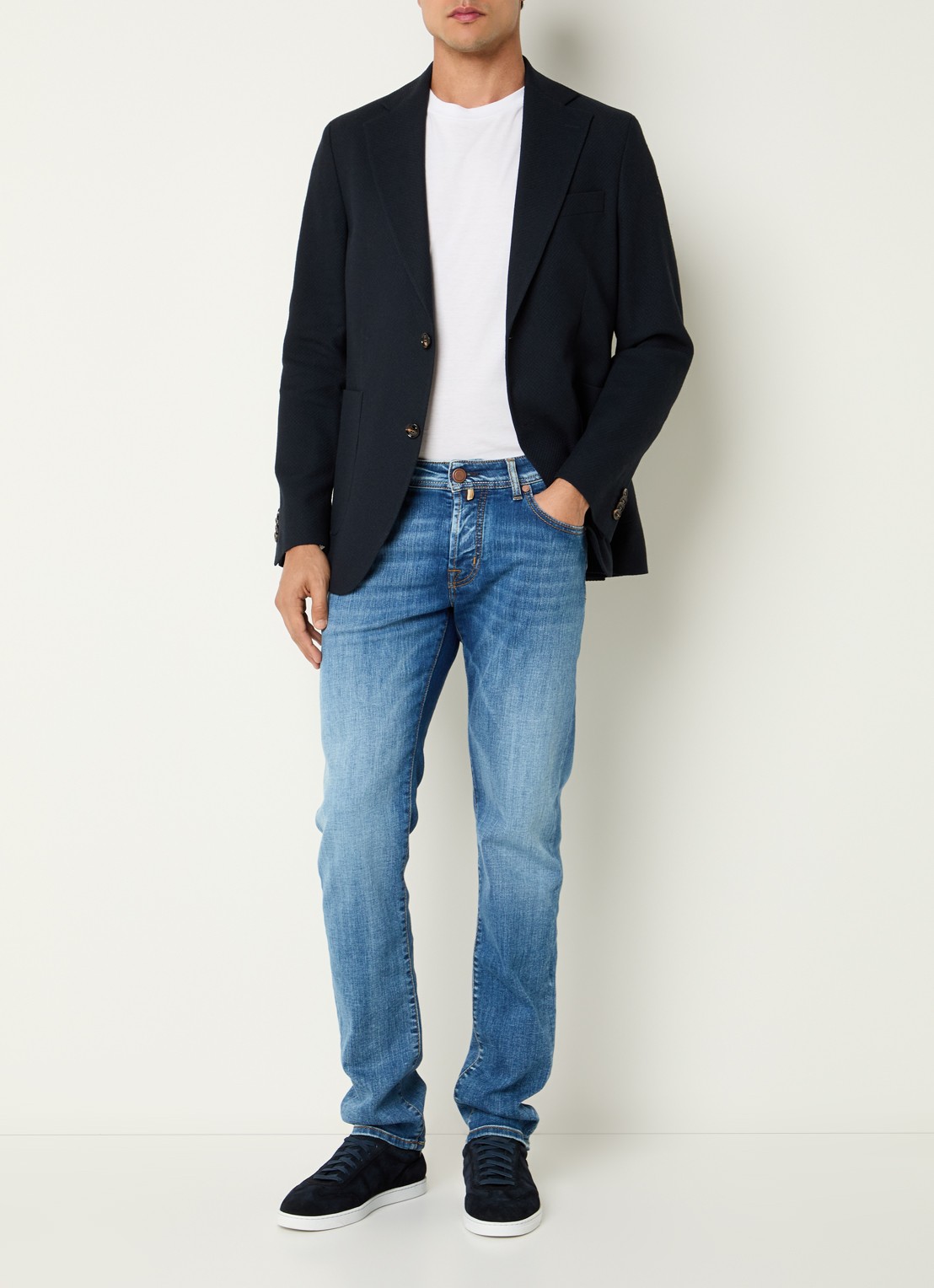 Oscar Jacobson Fogerty regular fit colbert met klepzakken - voorkant 4 donkerblauw