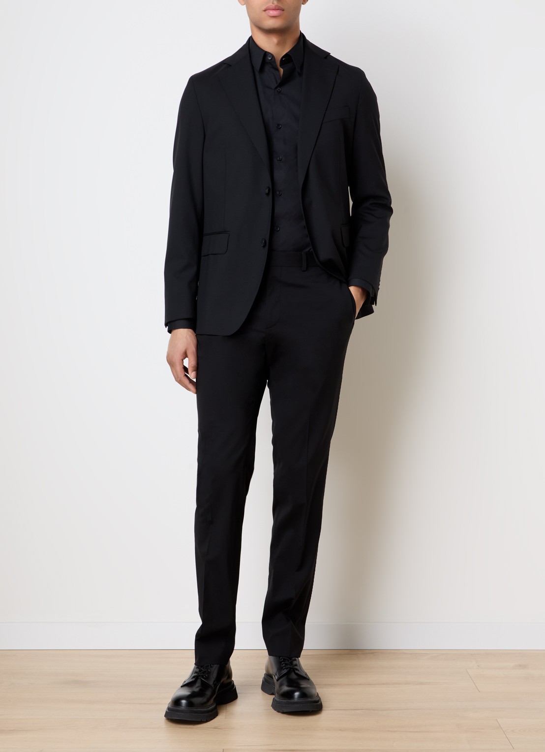 Oscar Jacobson Fogerty regular fit colbert met klepzakken - voorkant 3 zwart