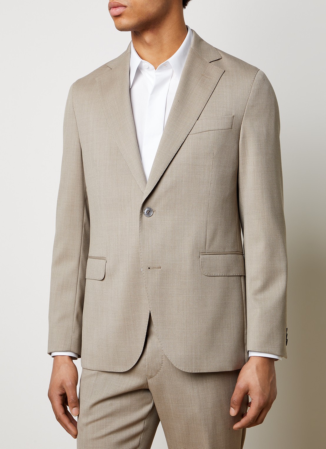 Oscar Jacobson Fogerty regular fit colbert met microdessin  - detail beige