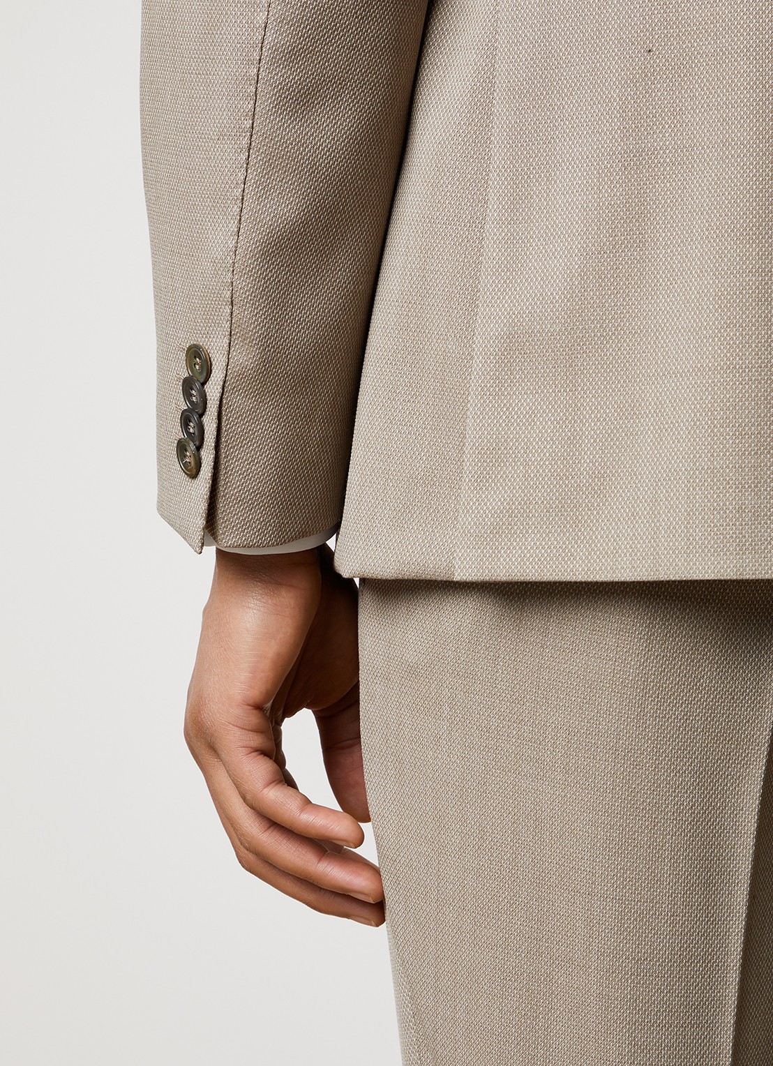 Oscar Jacobson Fogerty regular fit colbert met microdessin  - detail 3 beige