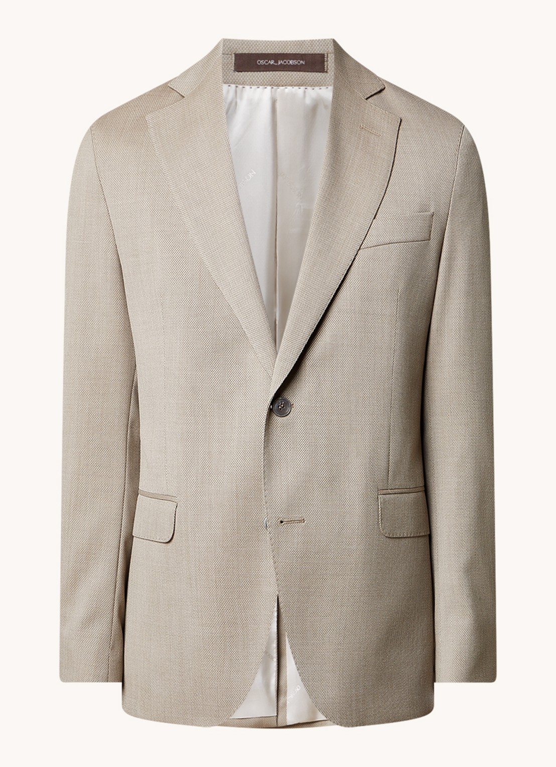 Oscar Jacobson Fogerty regular fit colbert met microdessin  - voorkant 7 beige