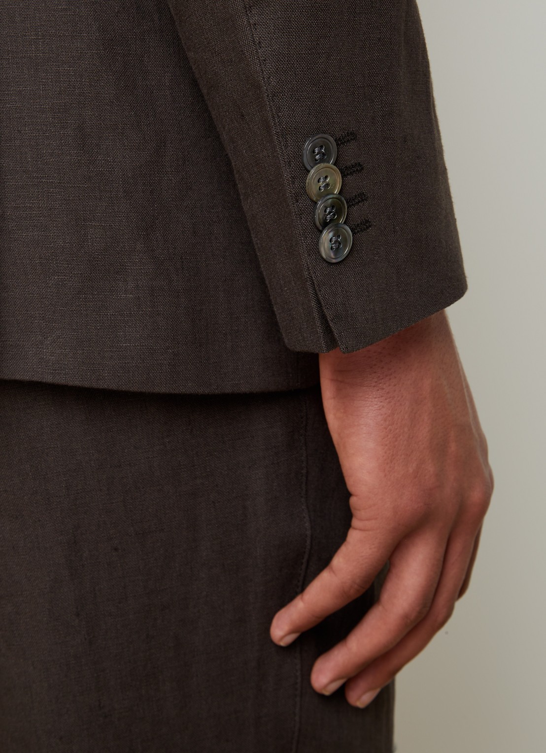 Oscar Jacobson Fogerty regular fit colbert met microdessin  - detail 3 donkerbruin