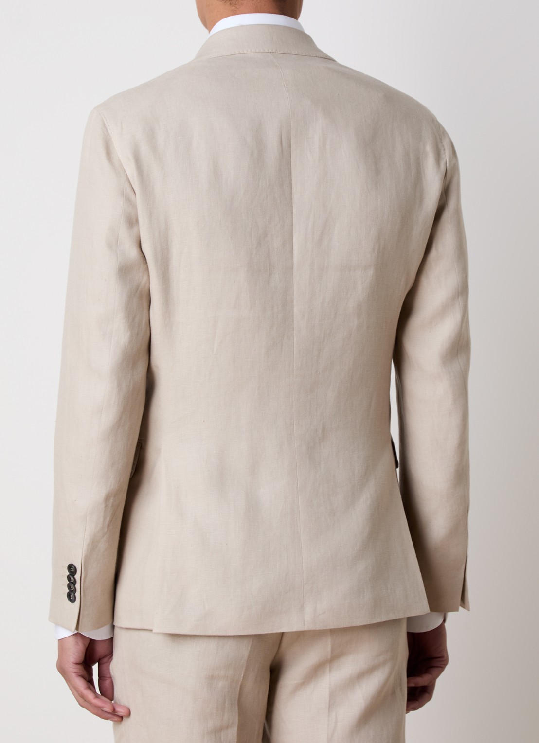 Oscar Jacobson Fogerty regular fit colbert van linnen met klepzakken - achterkant beige
