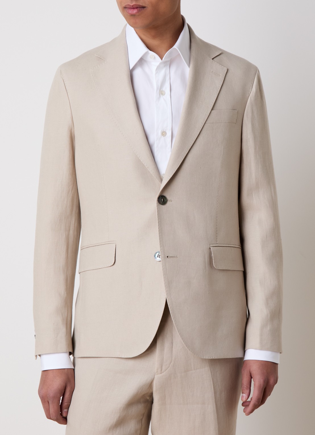 Oscar Jacobson Fogerty regular fit colbert van linnen met klepzakken - detail 2 beige