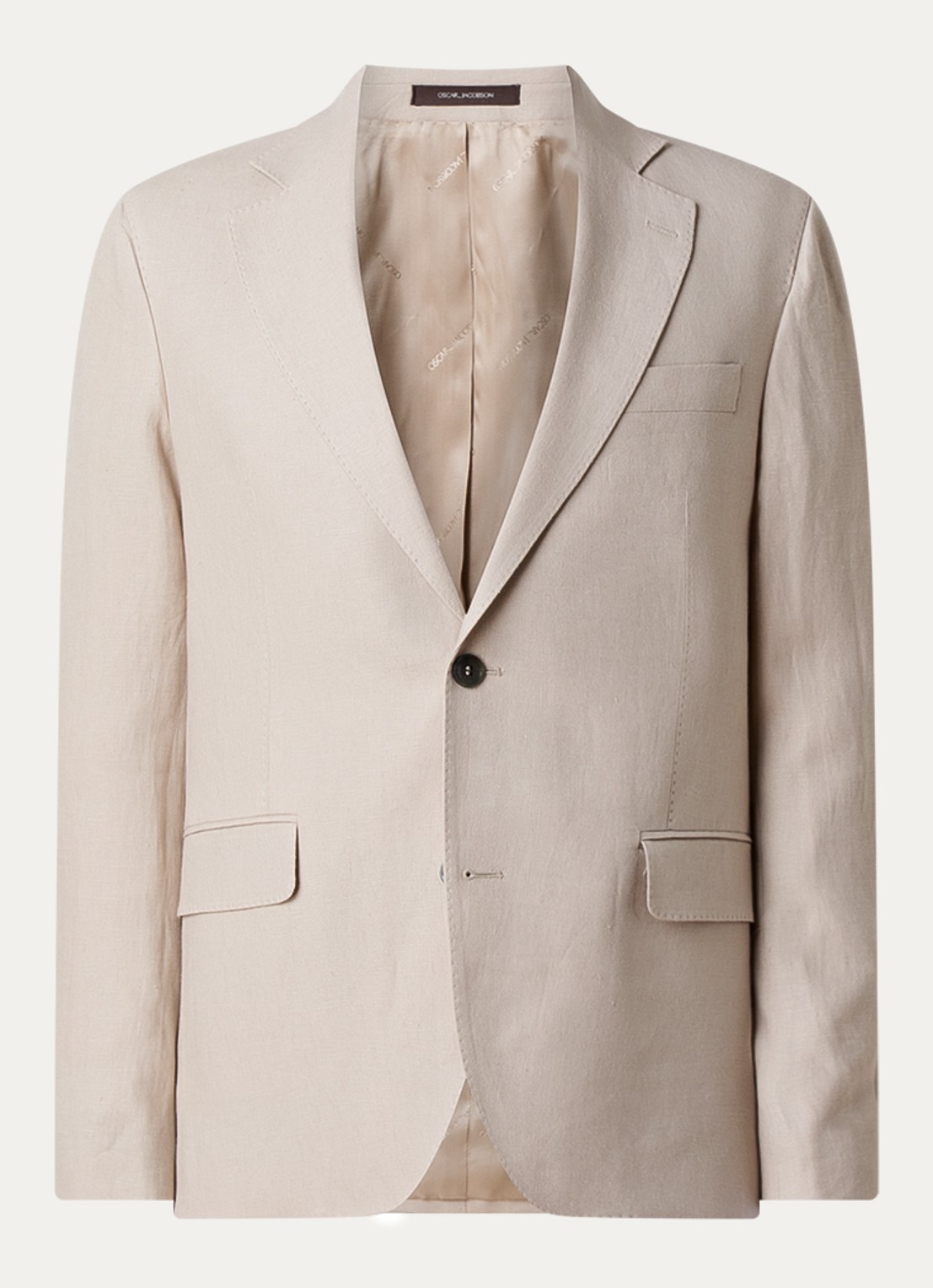 Oscar Jacobson Fogerty regular fit colbert van linnen met klepzakken - voorkant 7 beige