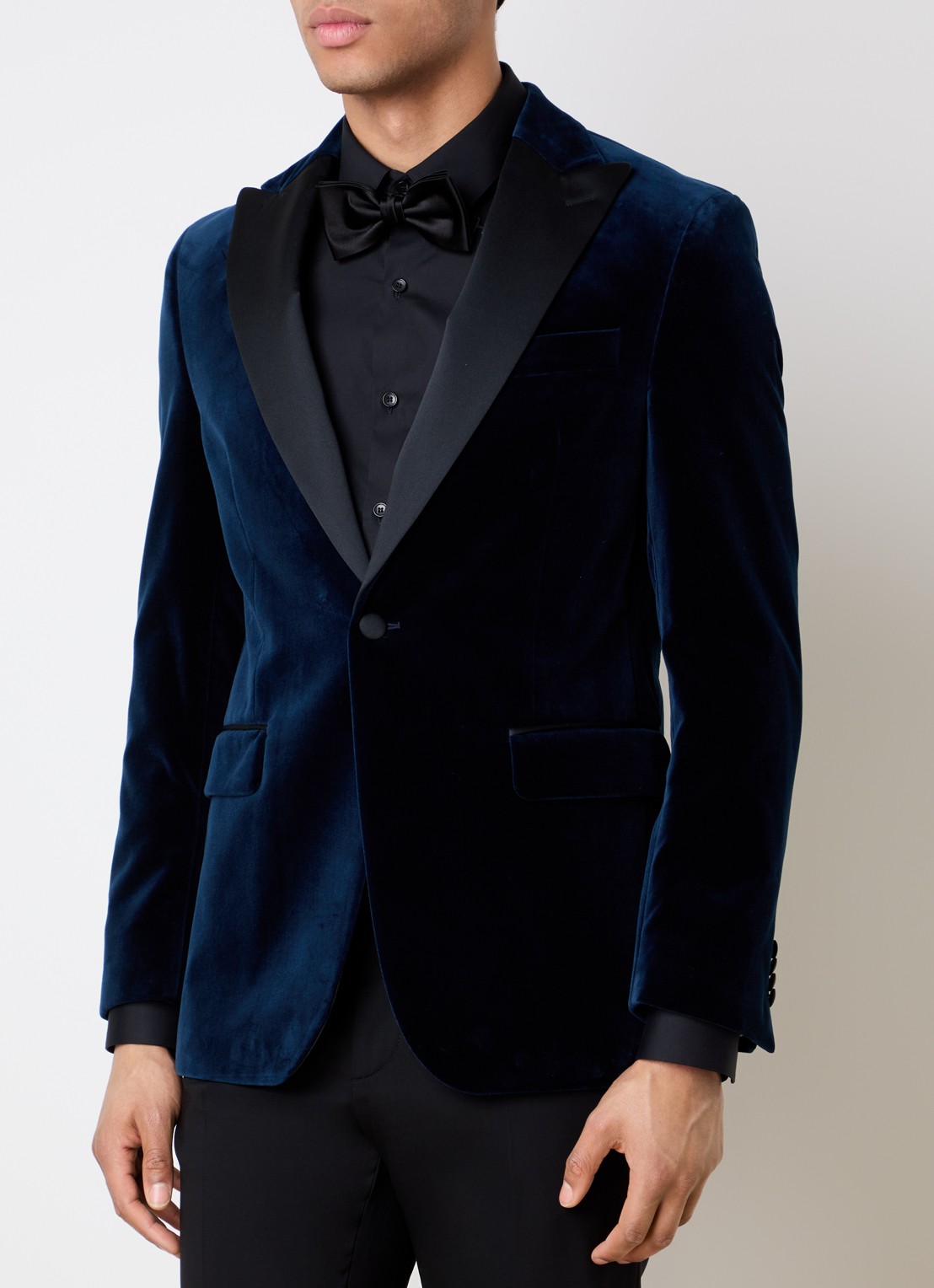 Oscar Jacobson Frampton regular fit colbert in wolblend met klepzakken - detail donkerblauw