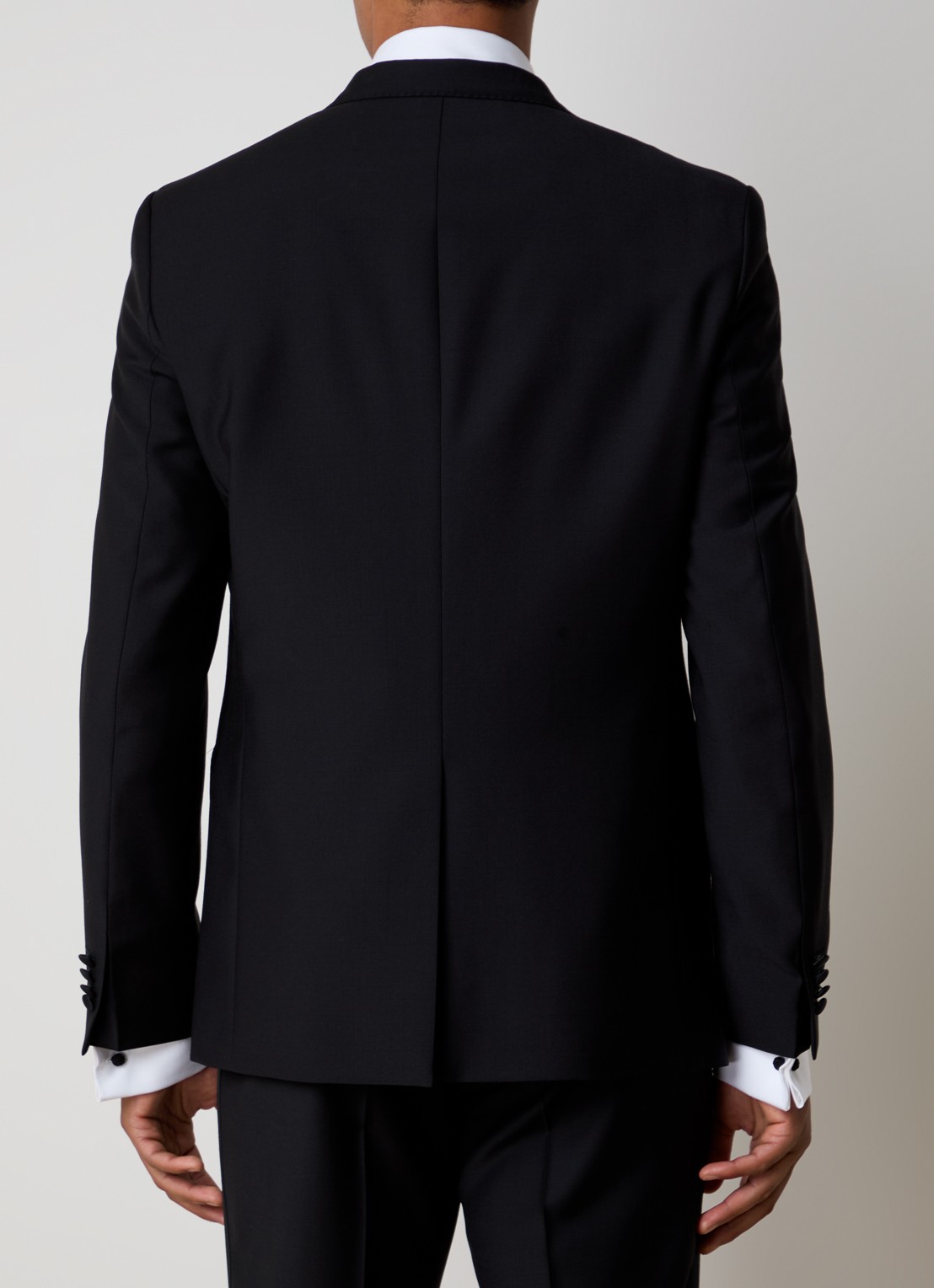 Oscar Jacobson Frampton slim fit colbert van wol met klepzakken - achterkant zwart