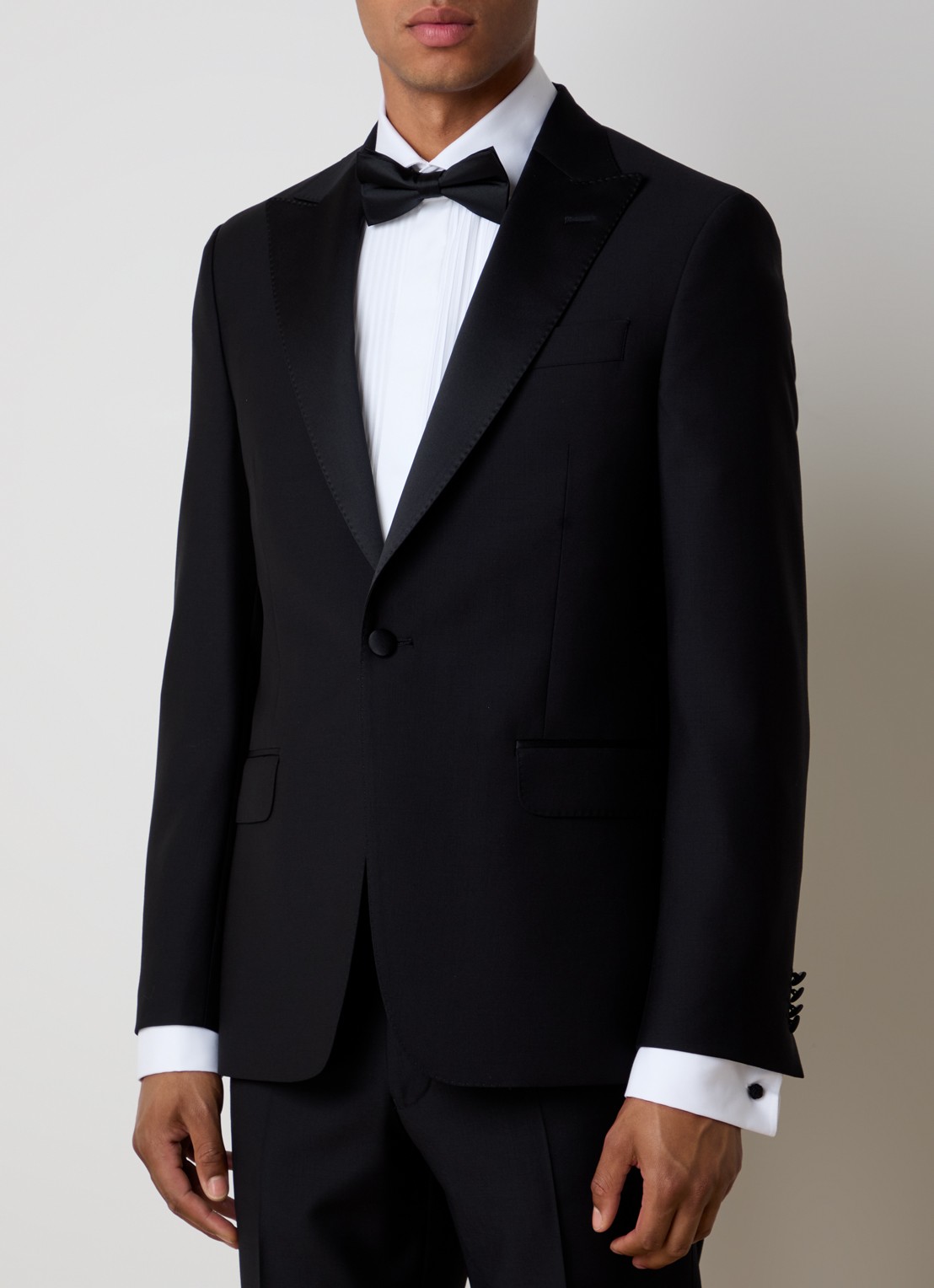 Oscar Jacobson Frampton slim fit colbert van wol met klepzakken - detail 4 zwart
