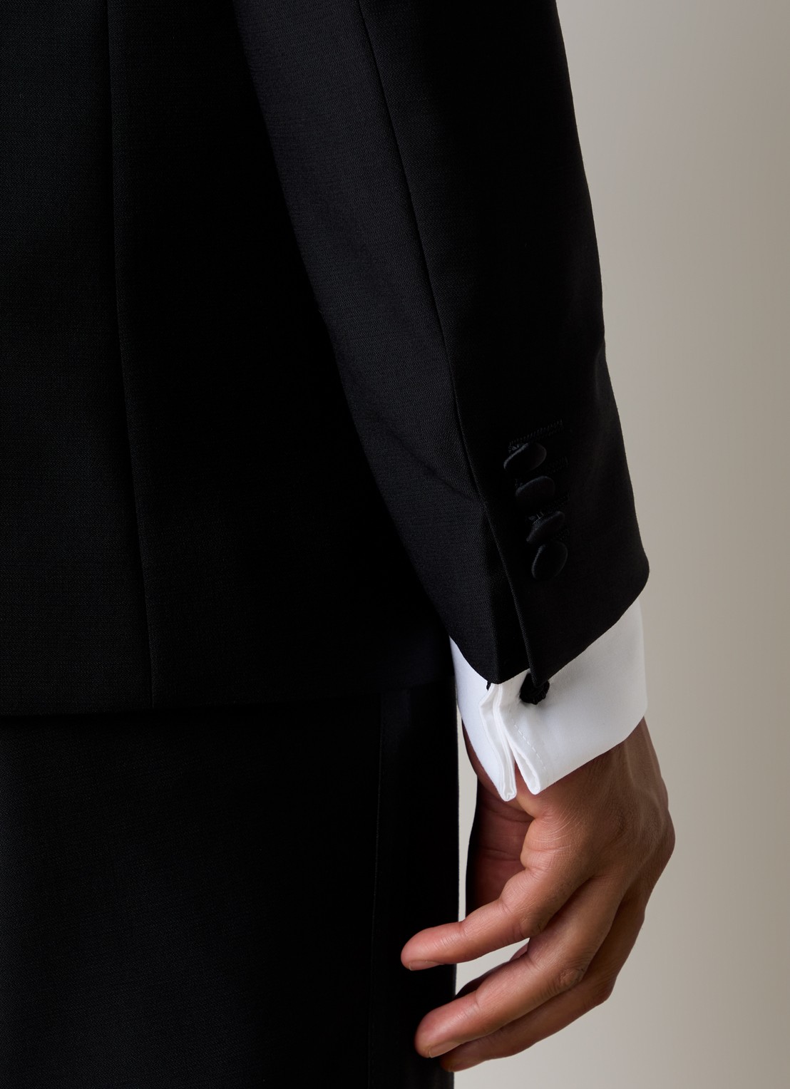 Oscar Jacobson Frampton slim fit colbert van wol met klepzakken - detail 6 zwart