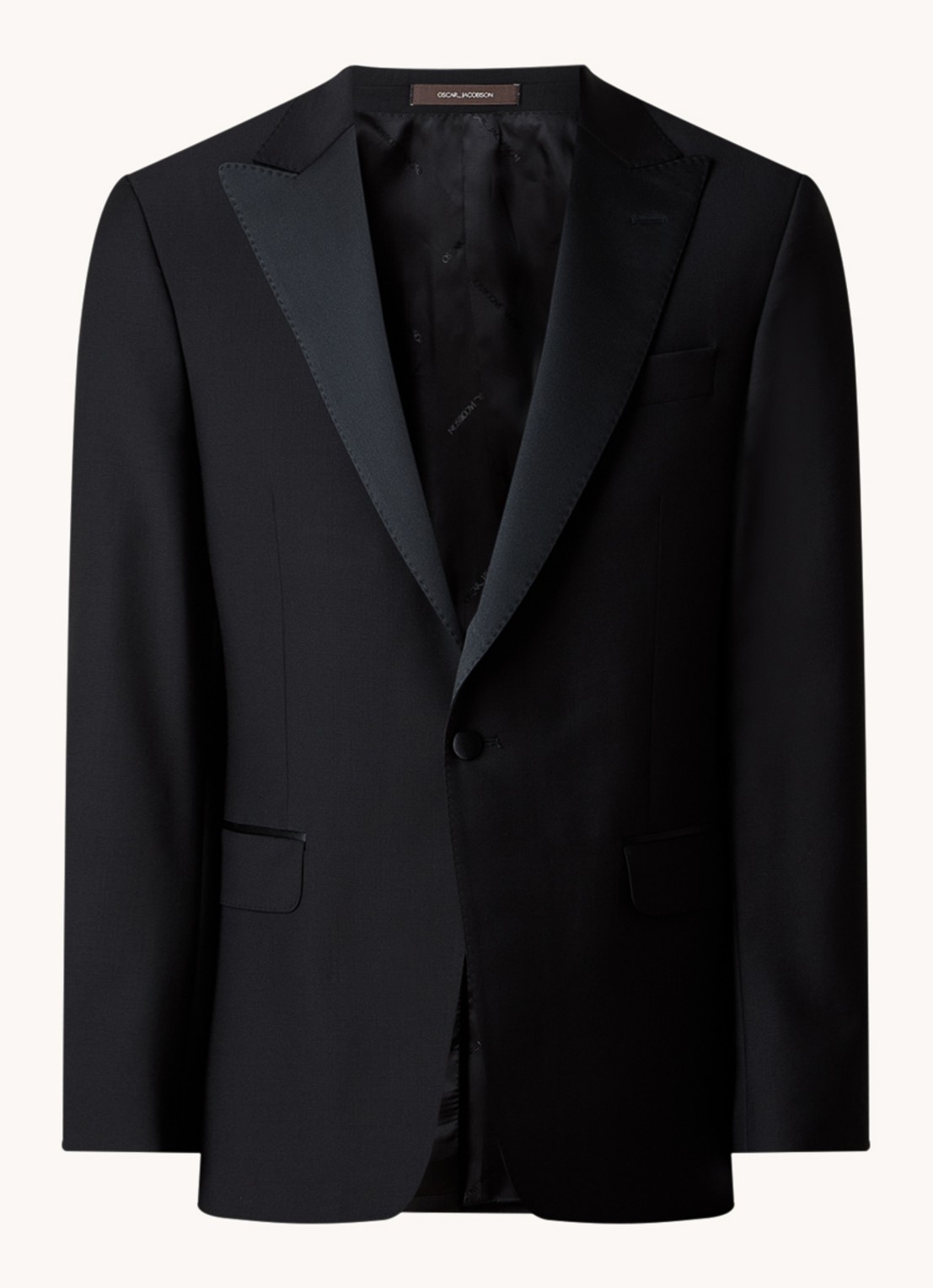 Oscar Jacobson Frampton slim fit colbert van wol met klepzakken - voorkant 2 zwart
