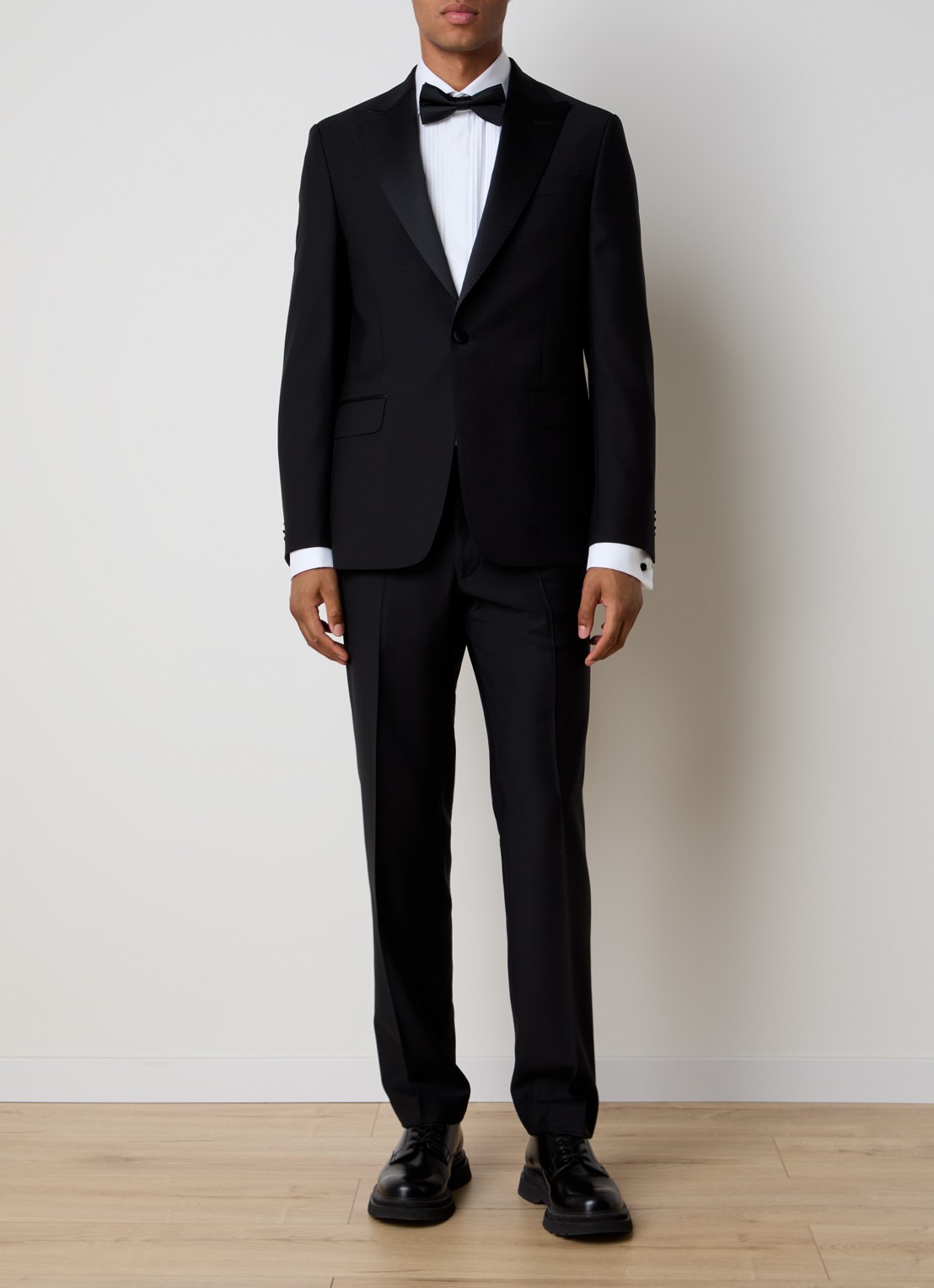 Oscar Jacobson Frampton slim fit colbert van wol met klepzakken - voorkant 3 zwart