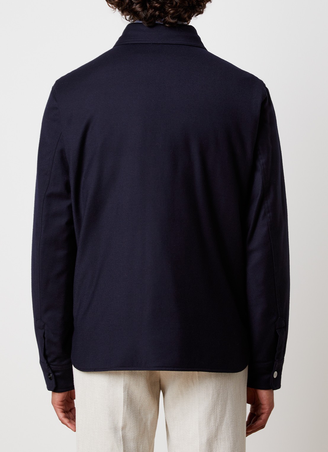 Oscar Jacobson Gewatteerd overshirt van wol met borstzakken - achterkant 4 donkerblauw
