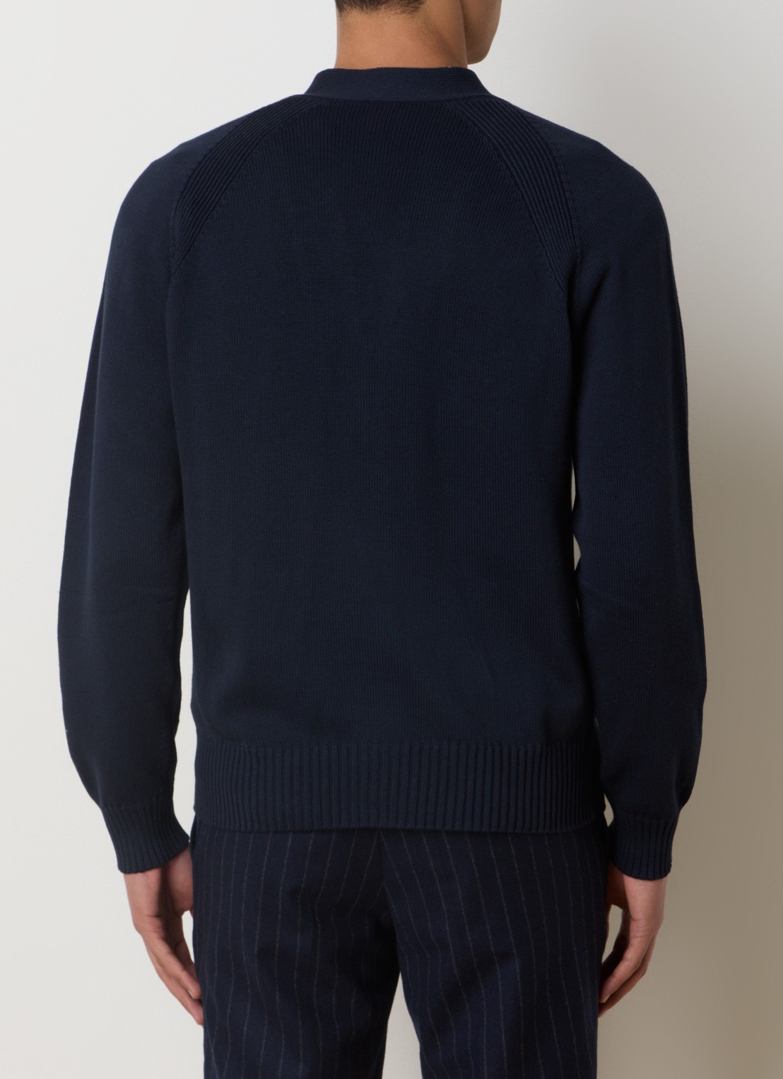 Oscar Jacobson Hover fijngebreid vest met stretch - achterkant 5 donkerblauw