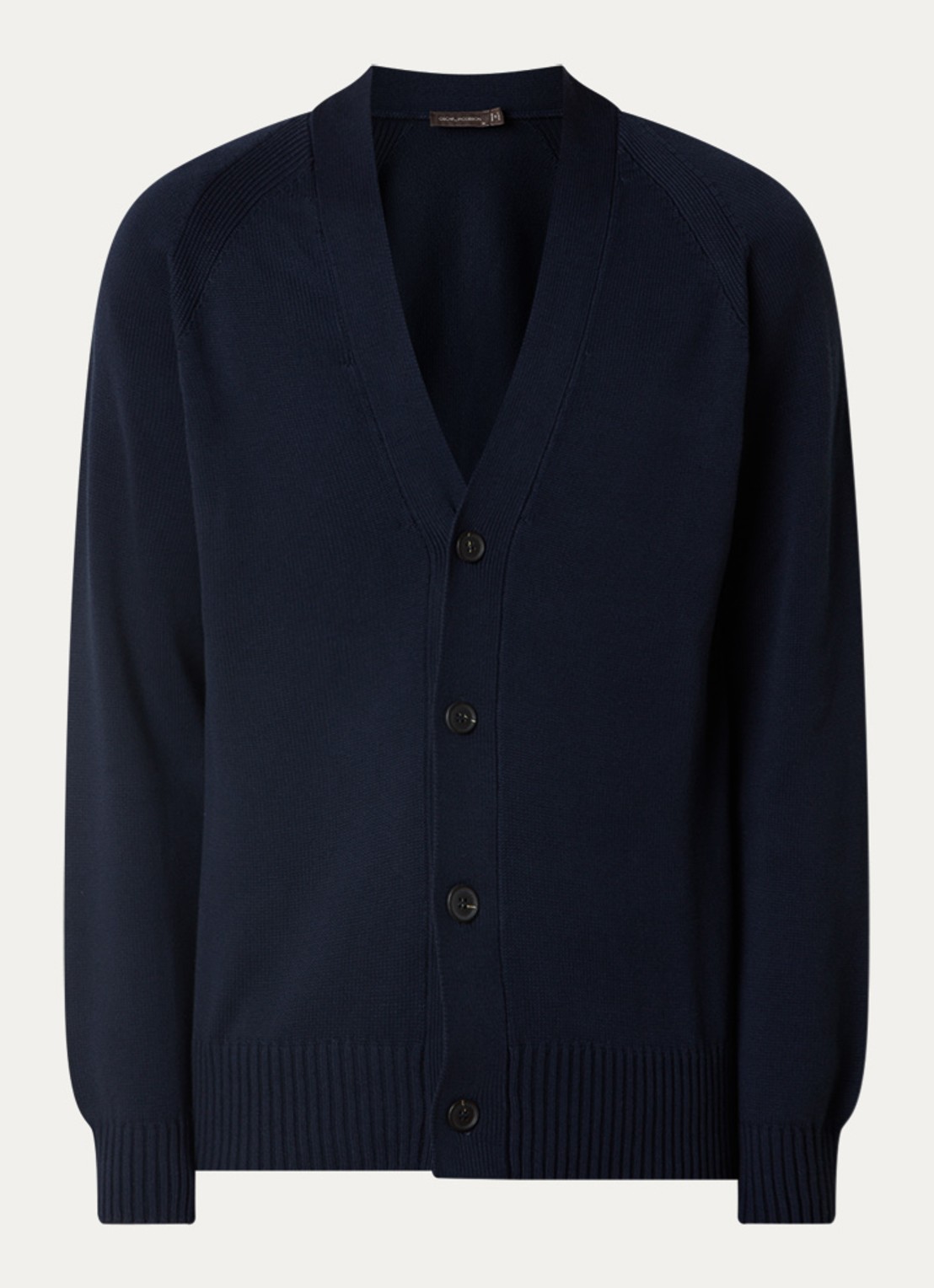 Oscar Jacobson Hover fijngebreid vest met stretch - voorkant donkerblauw