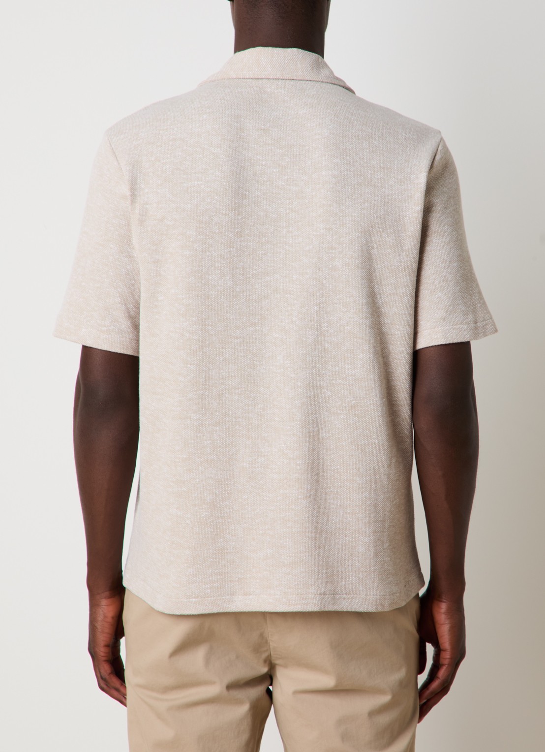 Oscar Jacobson Konrad regular fit overhemd in linnenblend - achterkant beige