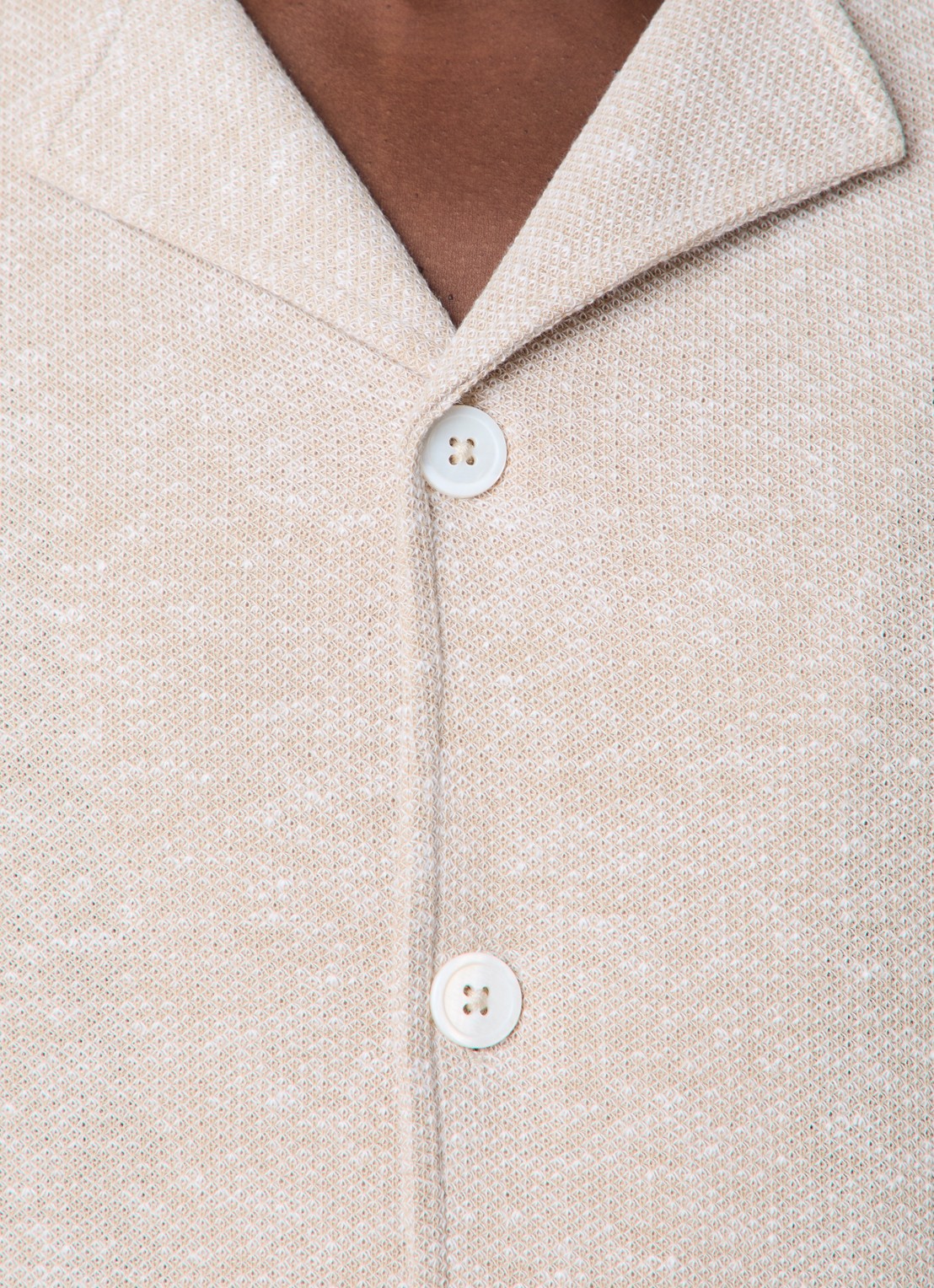 Oscar Jacobson Konrad regular fit overhemd in linnenblend - detail 5 beige