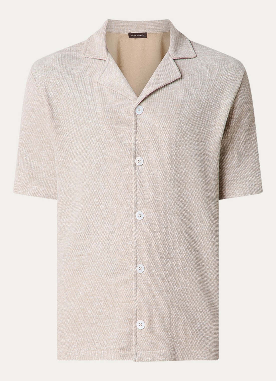 Oscar Jacobson Konrad regular fit overhemd in linnenblend - voorkant 2 beige