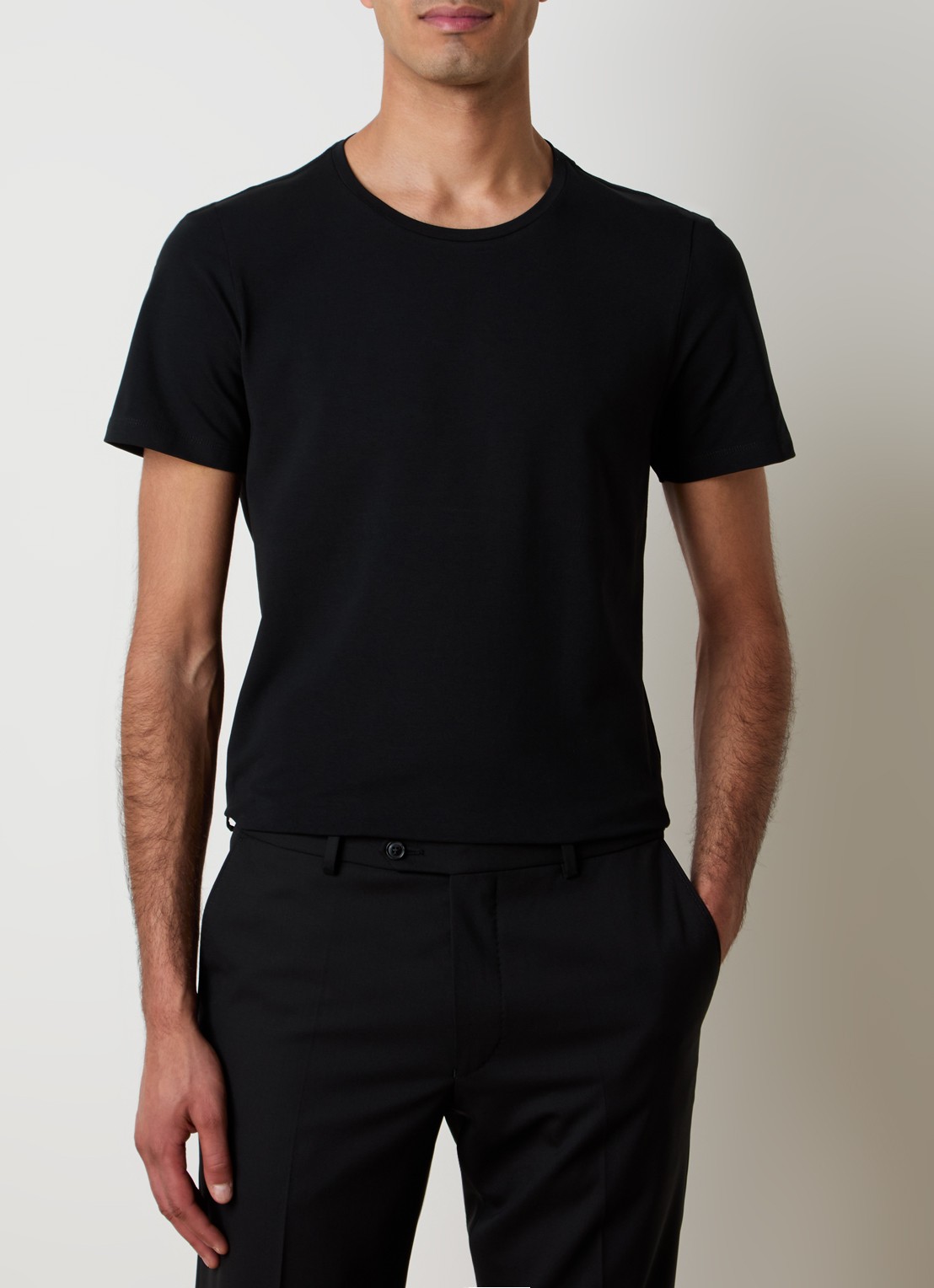 Oscar Jacobson Kyran T-shirt met stretch - detail zwart