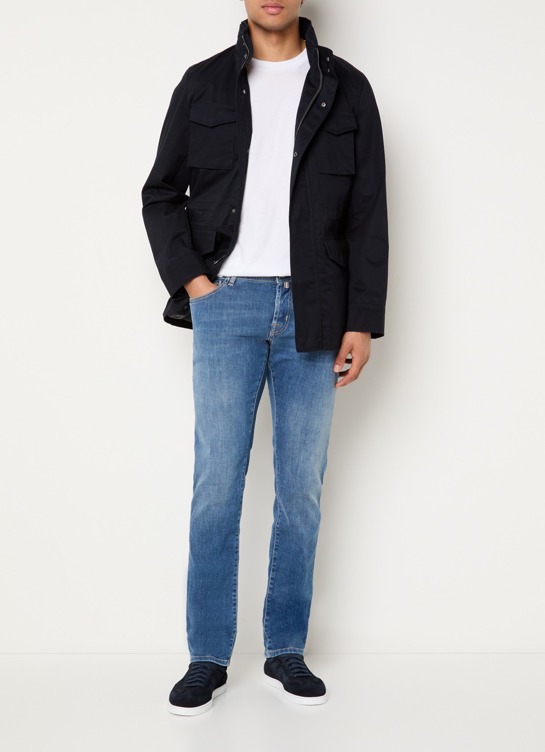 Oscar Jacobson M-65 jack met klepzakken - voorkant 2 donkerblauw