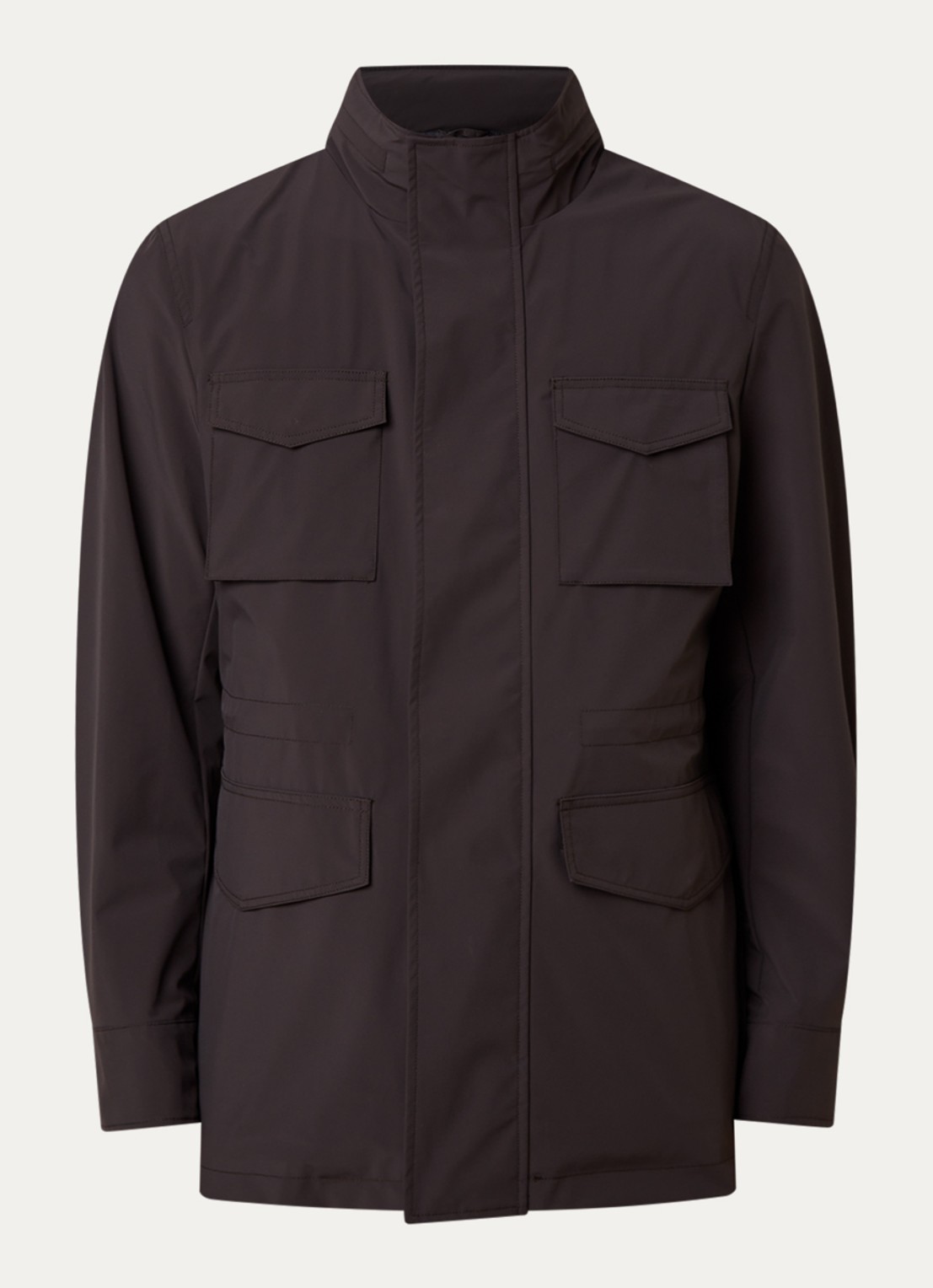 Oscar Jacobson M-65 parka met klepzakken - voorkant 4 donkerbruin