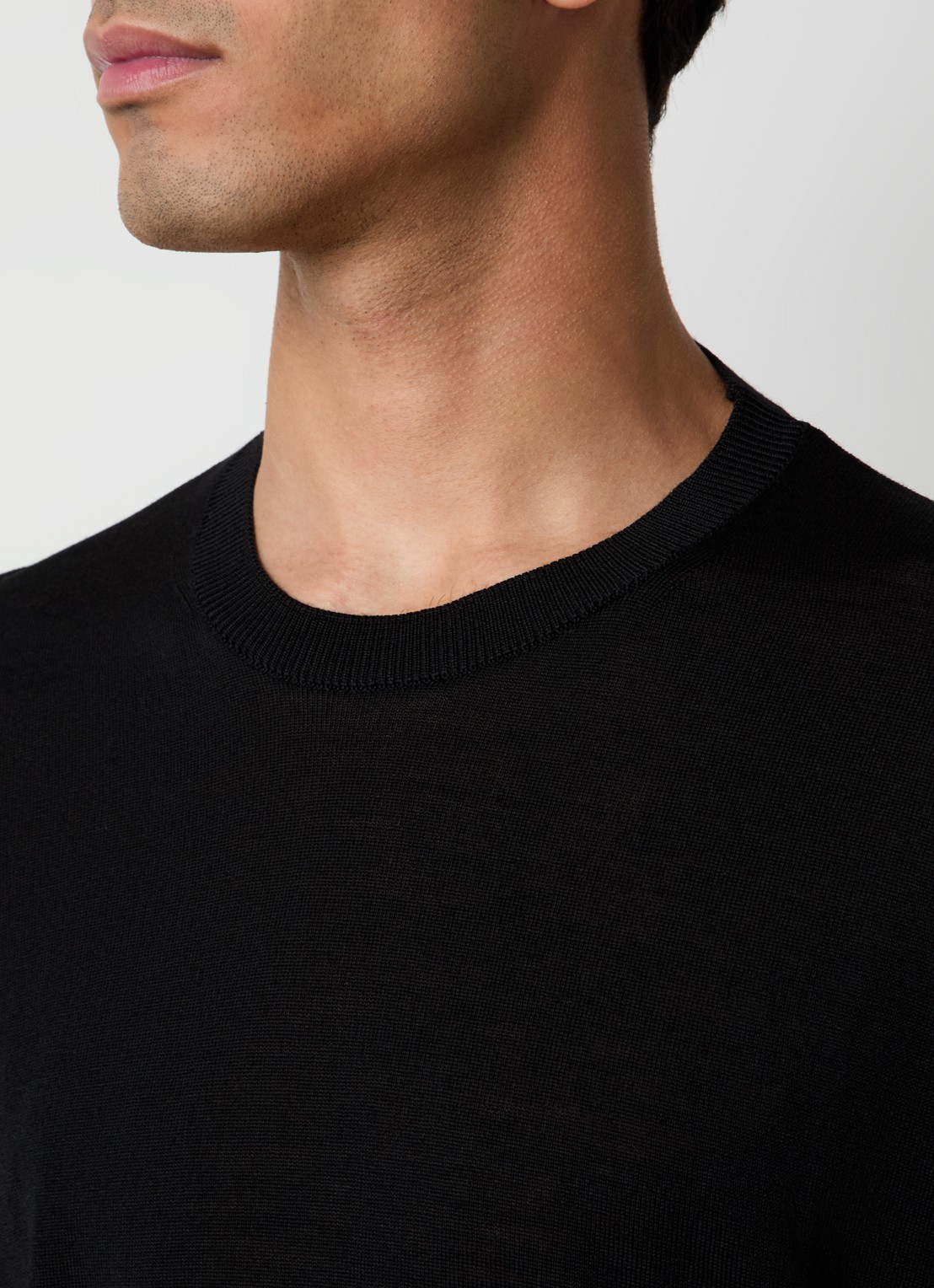 Oscar Jacobson Miguel fijngebreide pullover van scheerwol - detail 5 zwart