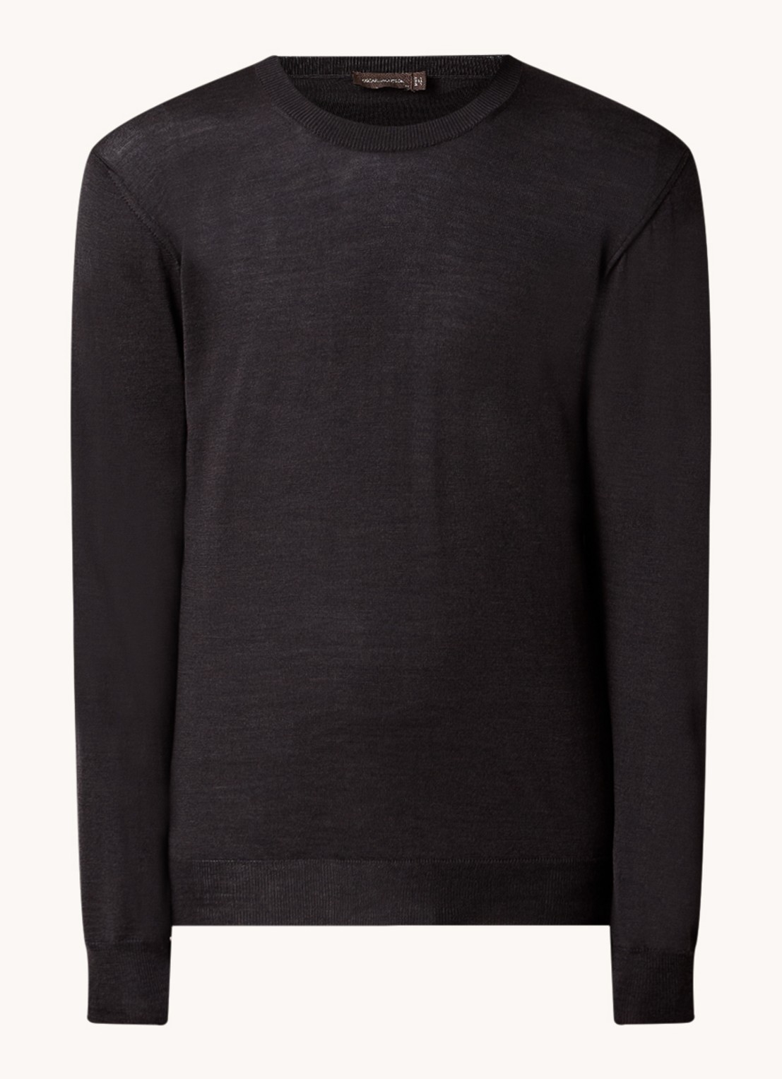 Oscar Jacobson Miguel fijngebreide pullover van scheerwol - voorkant donkerbruin